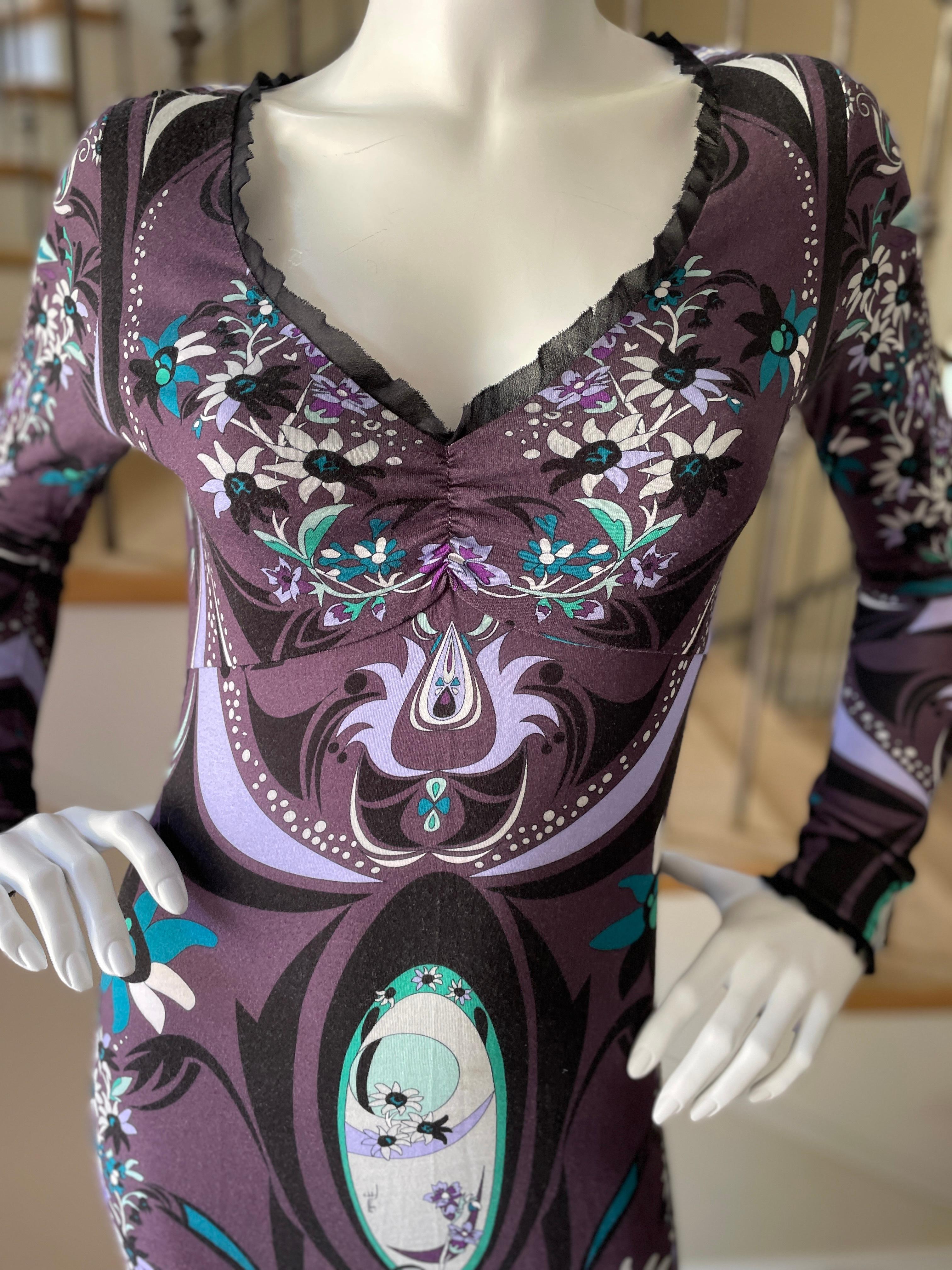 Women's or Men's Emilio Pucci Plunging Purple Print Vintage Evening Dress