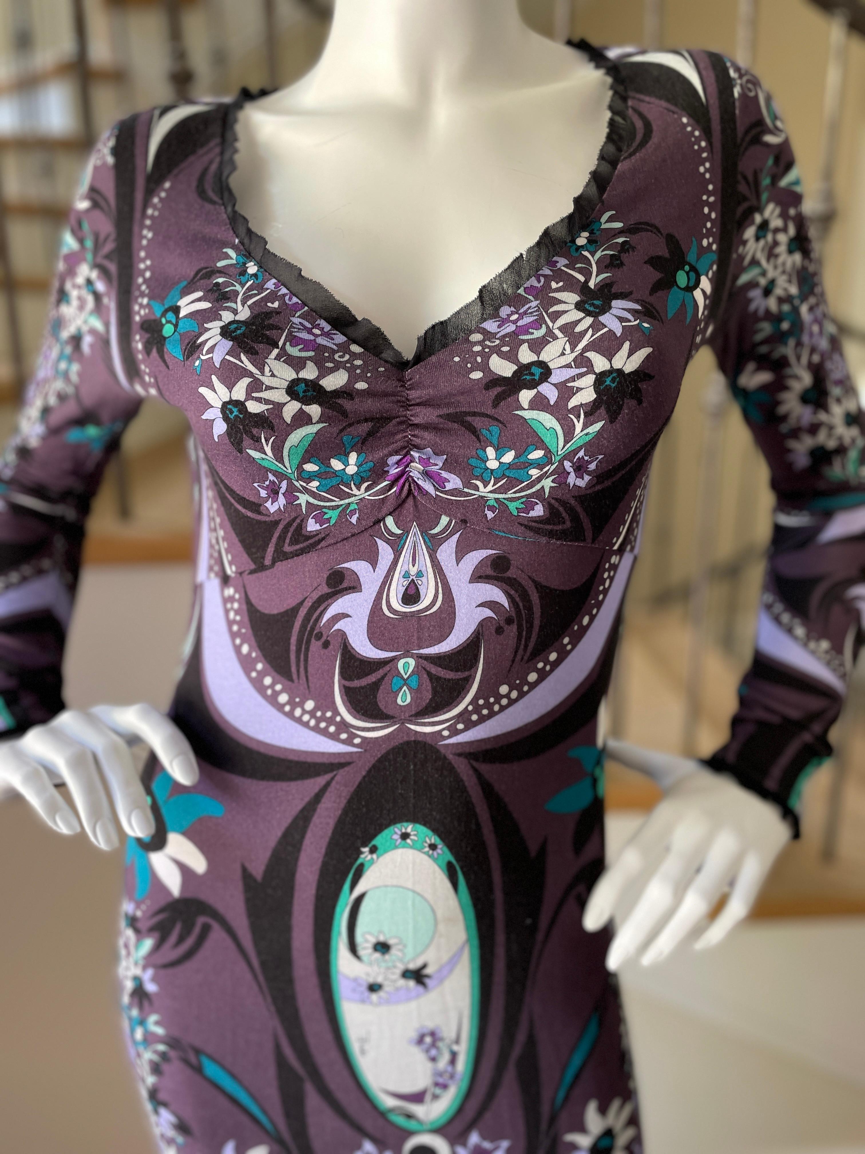 Emilio Pucci Plunging Purple Print Vintage Evening Dress 2