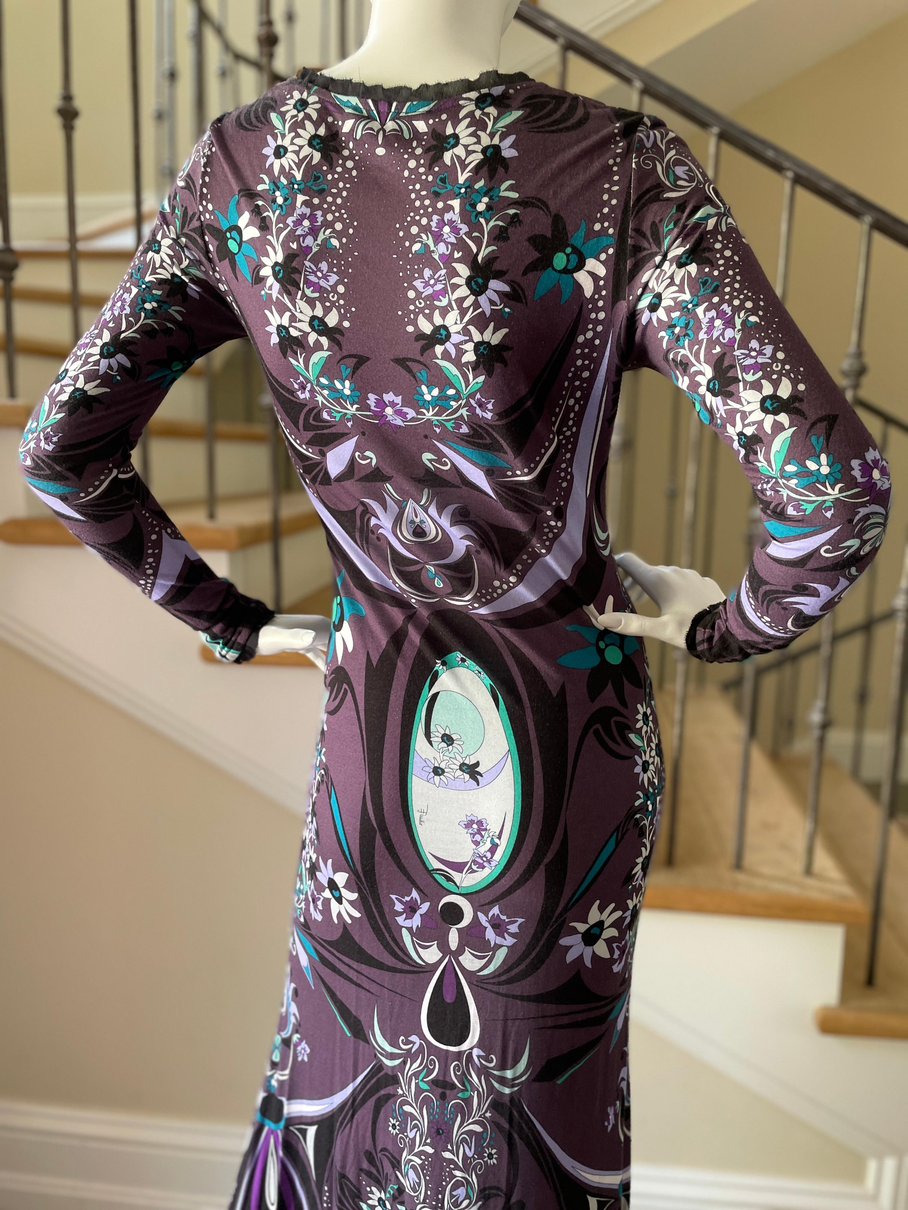 Emilio Pucci Plunging Purple Print Vintage Evening Dress For Sale 4