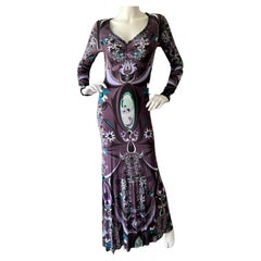 Emilio Pucci Plunging Purple Print Vintage Evening Dress