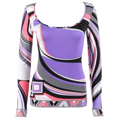 EMILIO PUCCI Pre-Fall 2008 Purple Geometric Signature Knit Bateau Neck Top