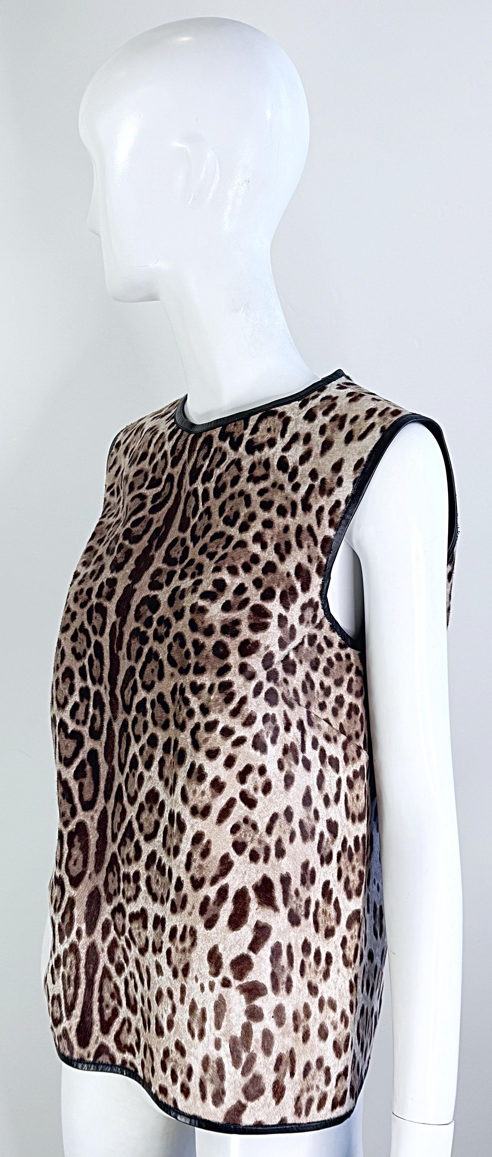 Emilio Pucci Pre Fall 2013 Runway Calf Hair Size 8 / 10 Leopard Print Blouse Top For Sale 6