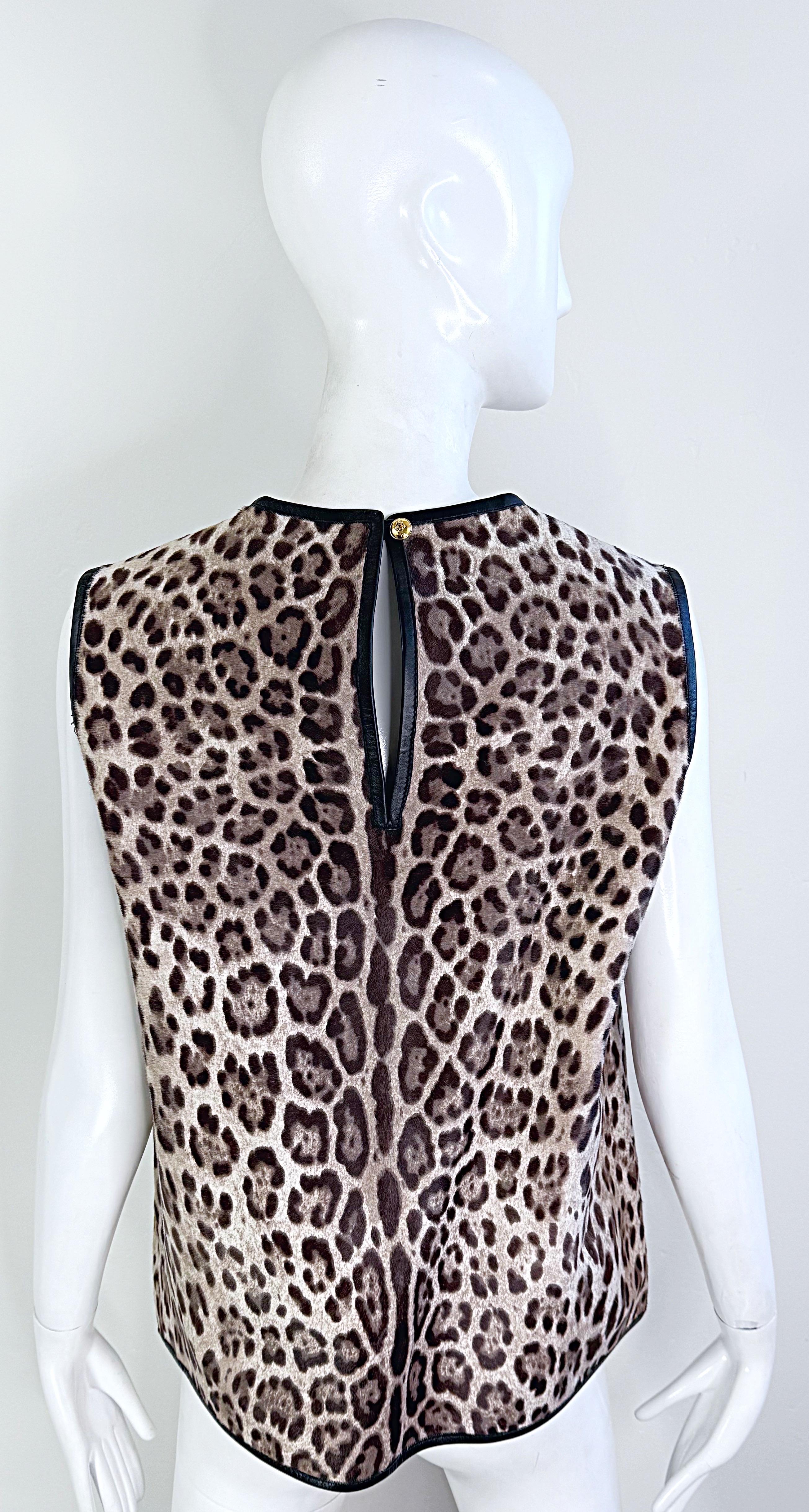 Emilio Pucci Pre Fall 2013 Runway Calf Hair Size 8 / 10 Leopard Print Blouse Top For Sale 8