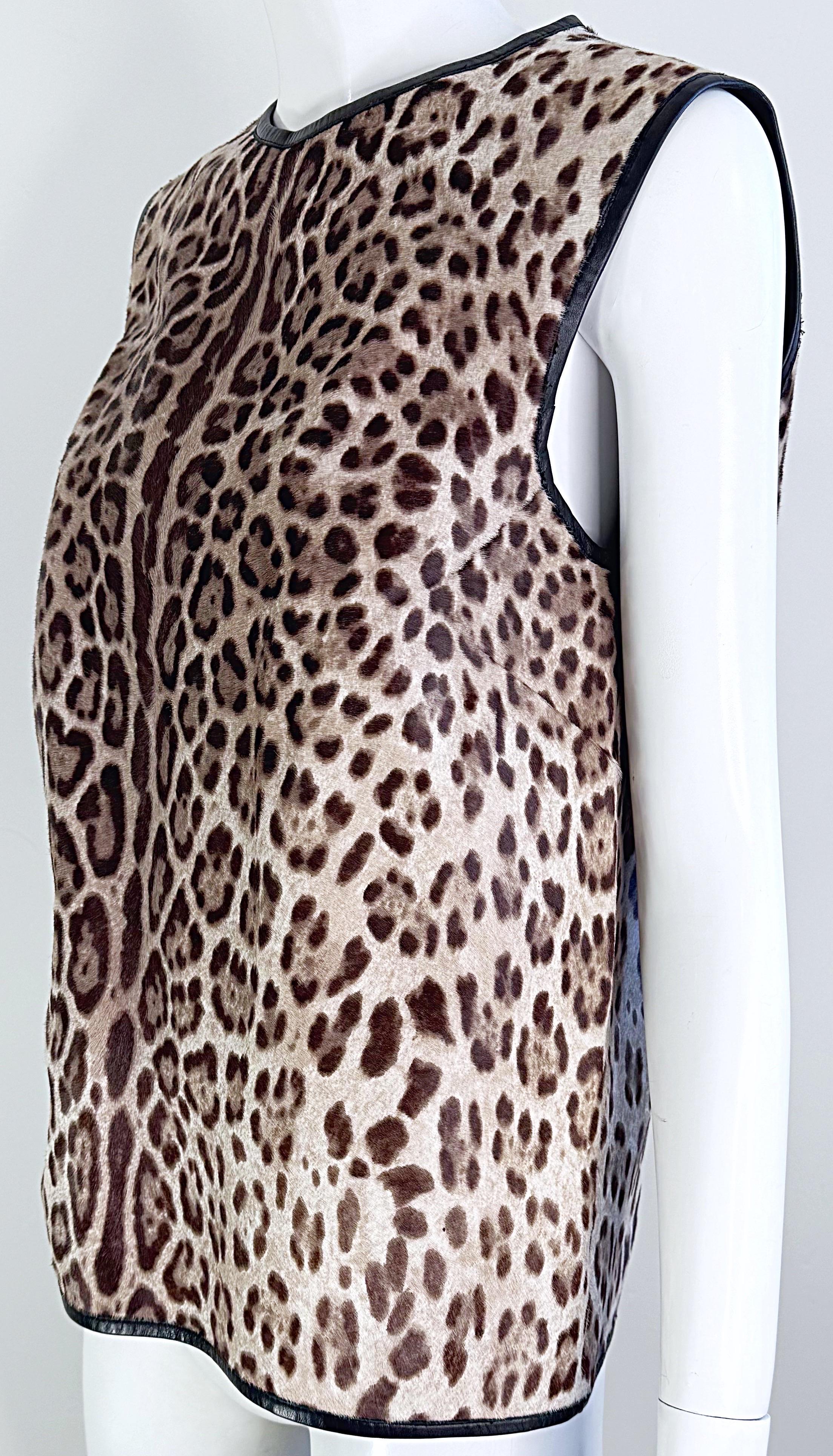 Emilio Pucci Pre Fall 2013 Runway Calf Hair Size 8 / 10 Leopard Print Blouse Top For Sale 9