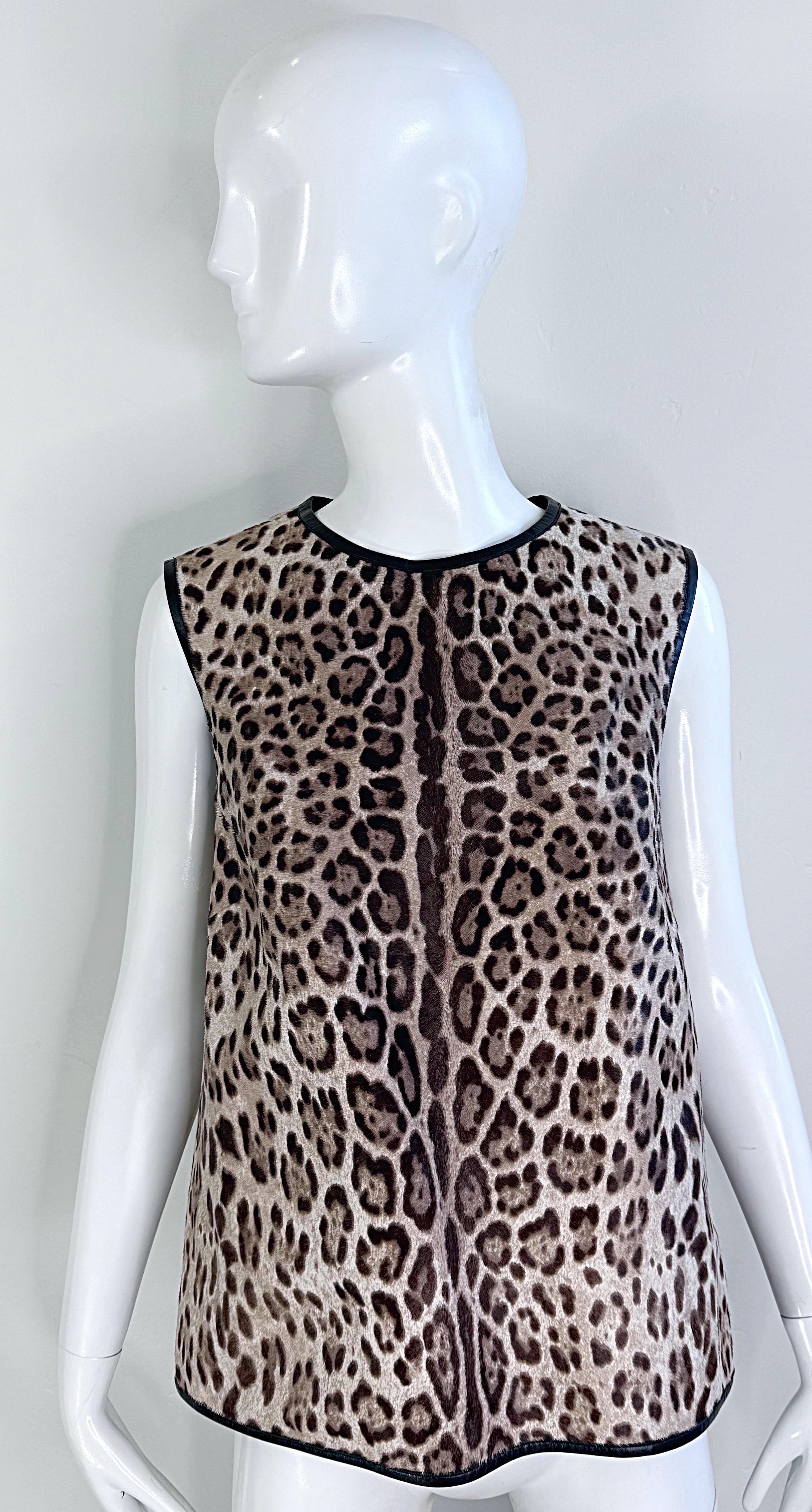 Emilio Pucci Pre Fall 2013 Runway Calf Hair Size 8 / 10 Leopard Print Blouse Top For Sale 11