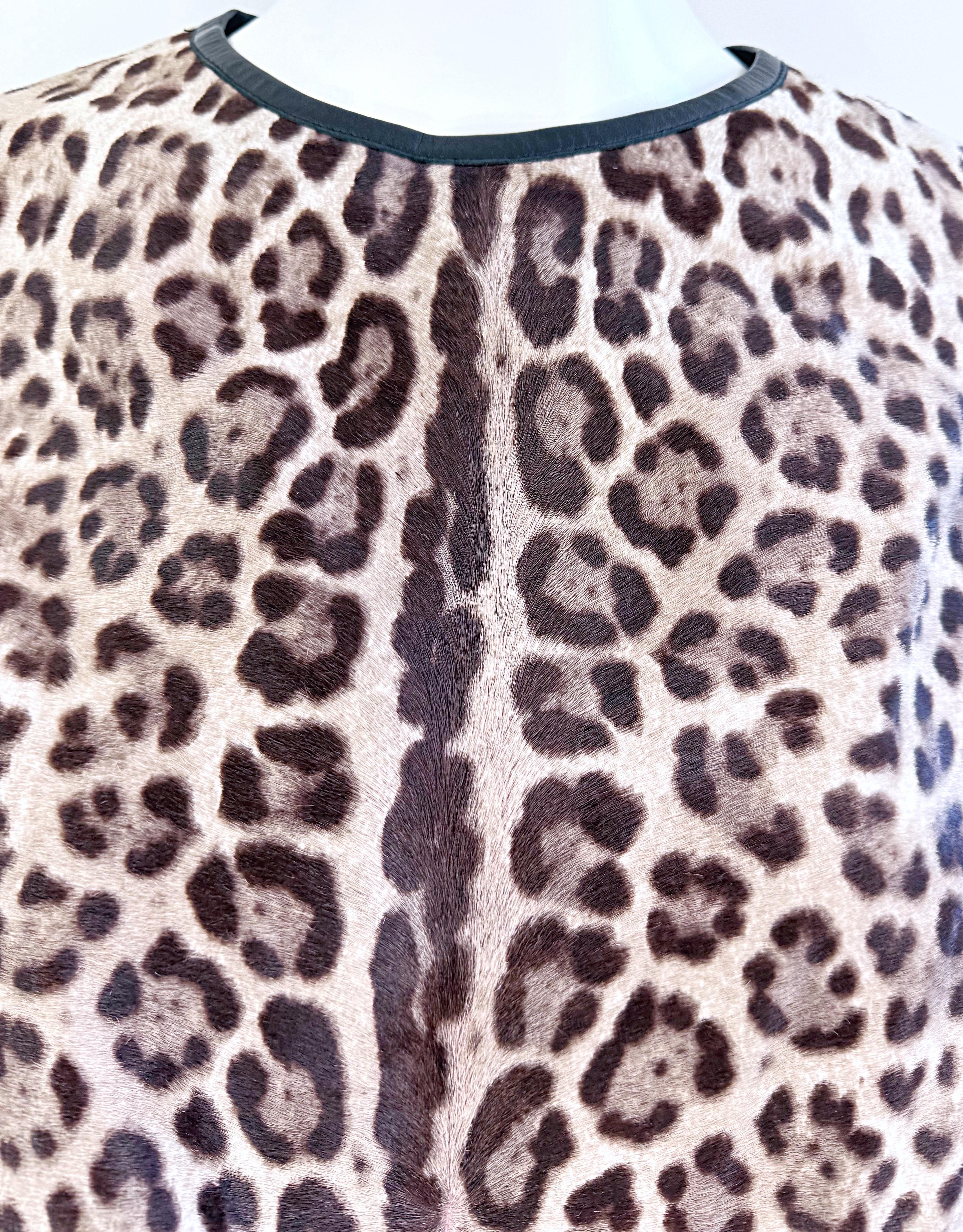 Emilio Pucci Pre Fall 2013 Runway Calf Hair Size 8 / 10 Leopard Print Blouse Top For Sale 1