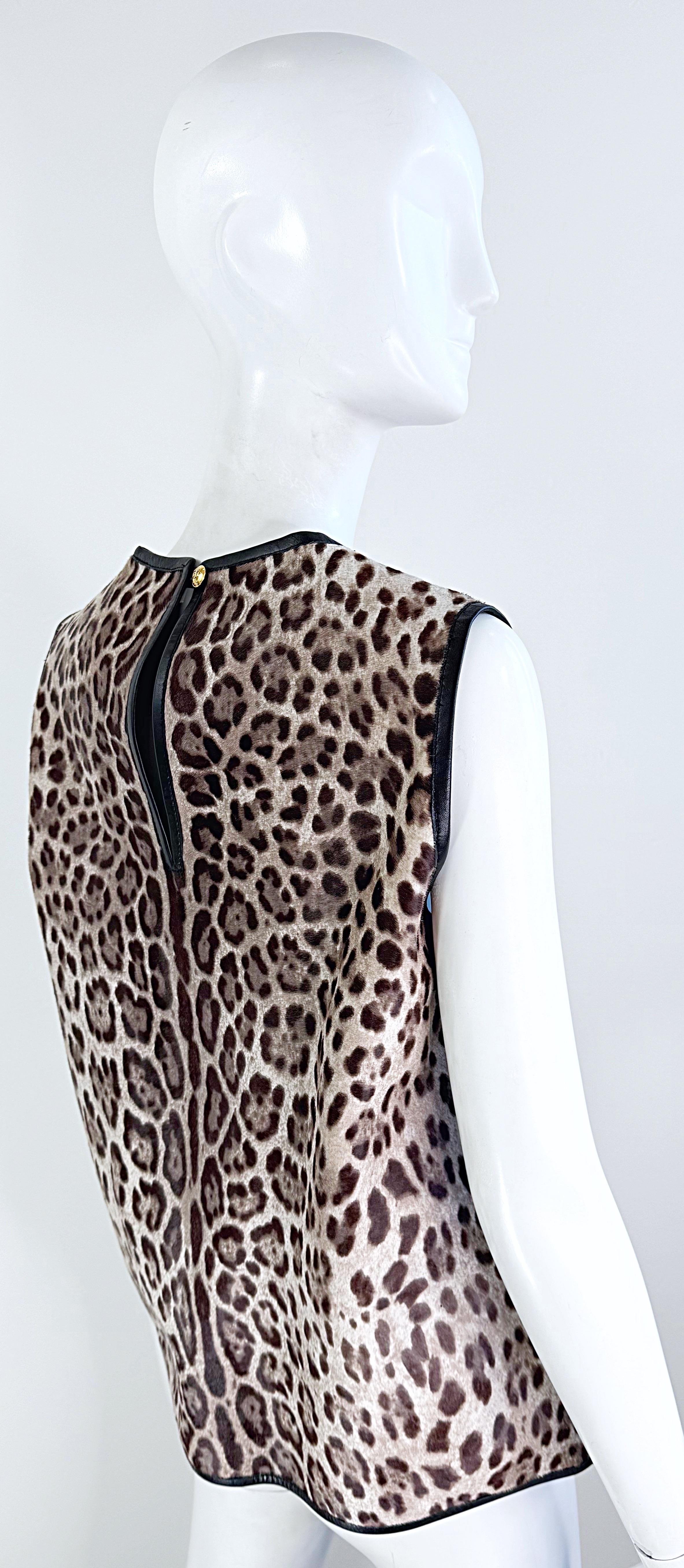 Emilio Pucci Pre Fall 2013 Runway Calf Hair Size 8 / 10 Leopard Print Blouse Top For Sale 2