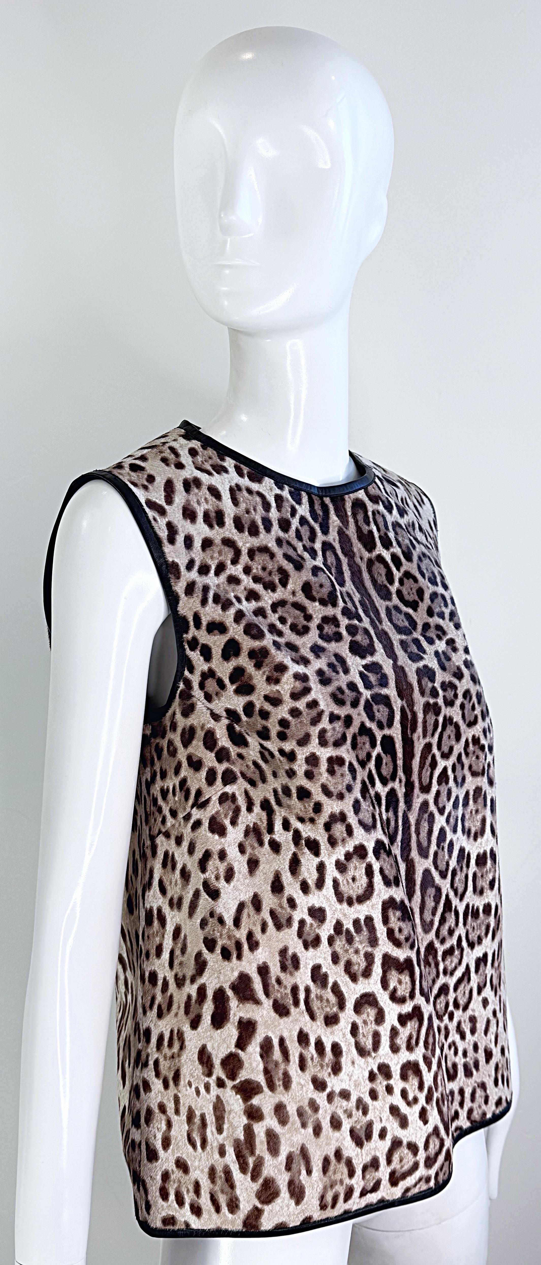 Emilio Pucci Pre Fall 2013 Runway Calf Hair Size 8 / 10 Leopard Print Blouse Top For Sale 4