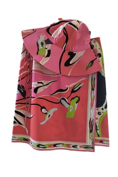 Emilio Pucci "Pretty in Palm Beach" Pink, Coral, Red Skirt & Hat FR 40/ US 8