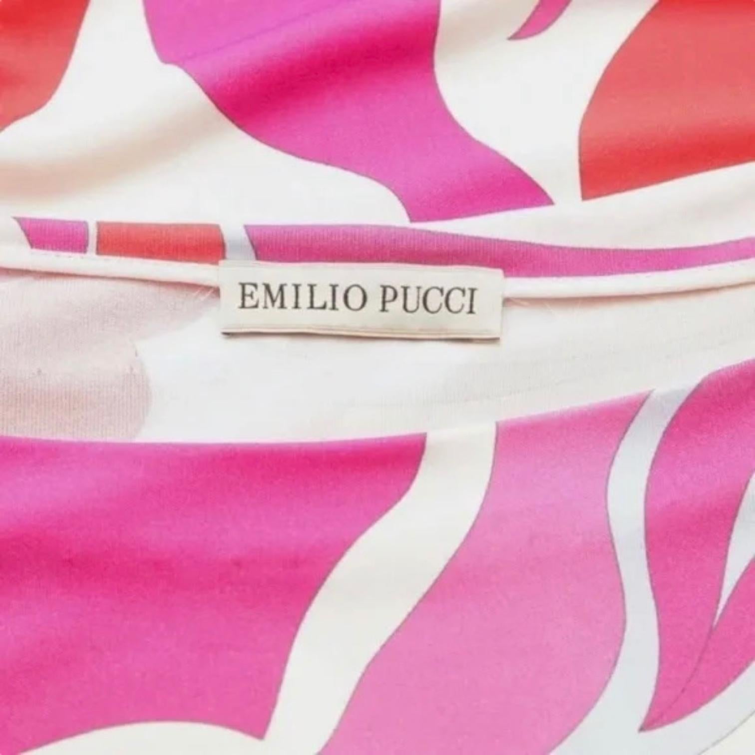 EMILIO PUCCI print Blouse Top Shirt White Pink Boat Neck 8 For Sale at ...