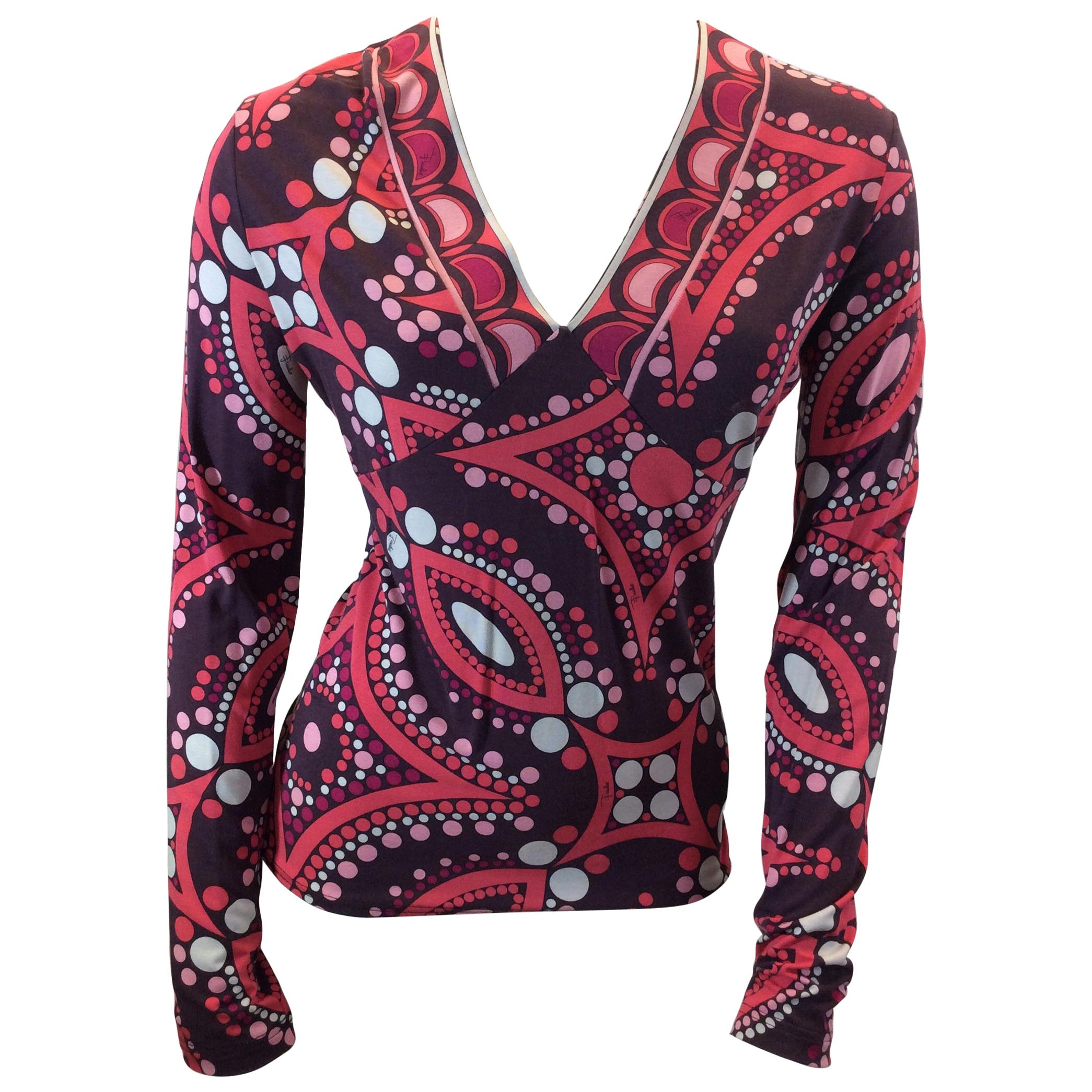 Emilio Pucci Print Long Sleeve Shirt For Sale