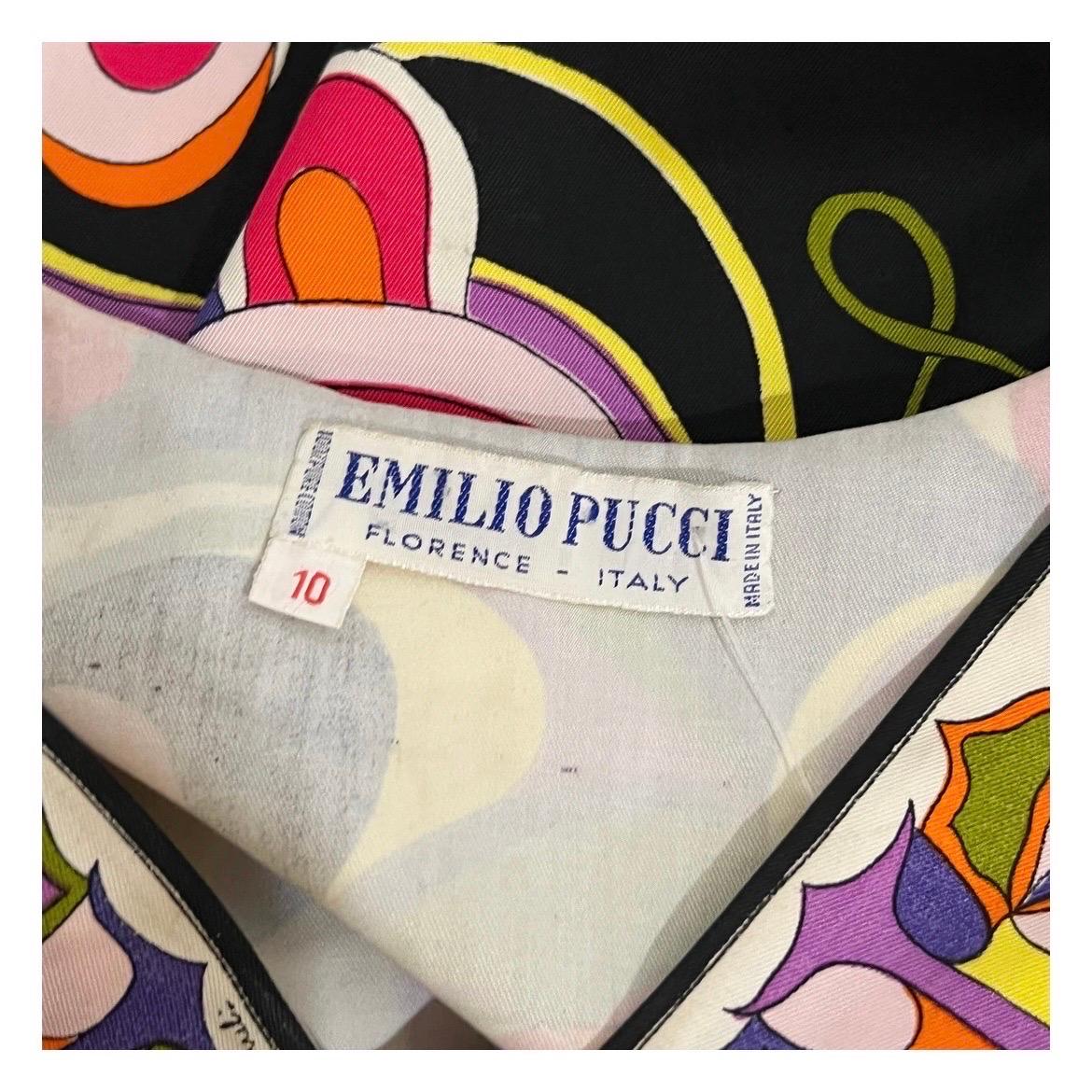 Black Emilio Pucci Print Shift Dress Circa 60s/70s