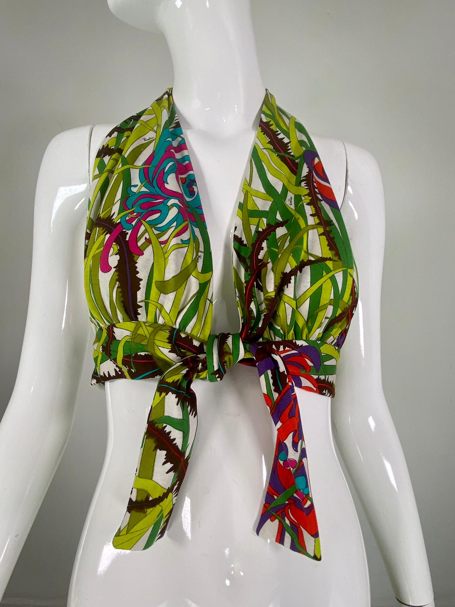 Emilio Pucci, pigiama da spiaggia in jersey di cotone stampato, pantalone e reggiseno 4/15/1975 in vendita 5