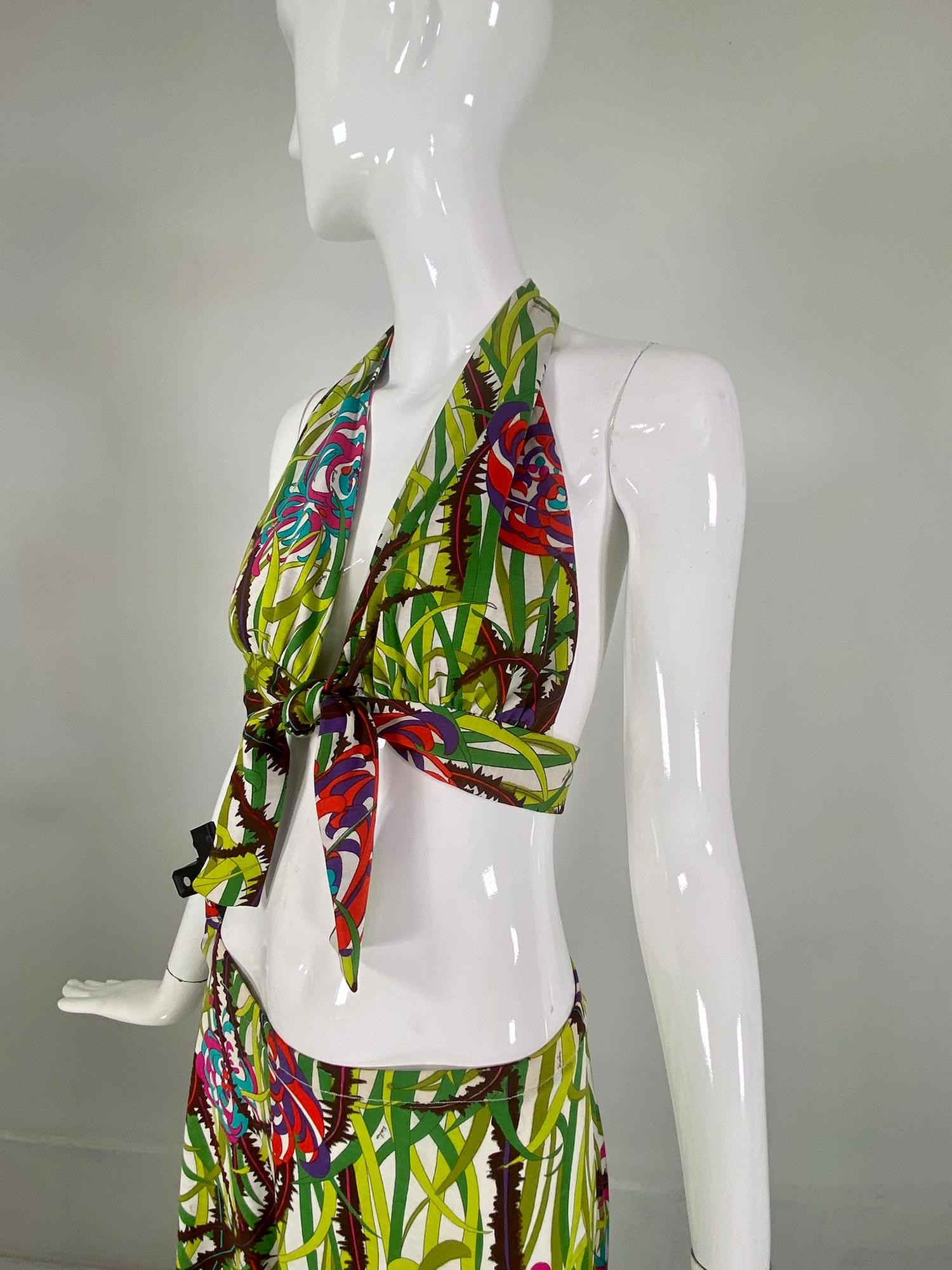 Emilio Pucci, pigiama da spiaggia in jersey di cotone stampato, pantalone e reggiseno 4/15/1975 in vendita 4