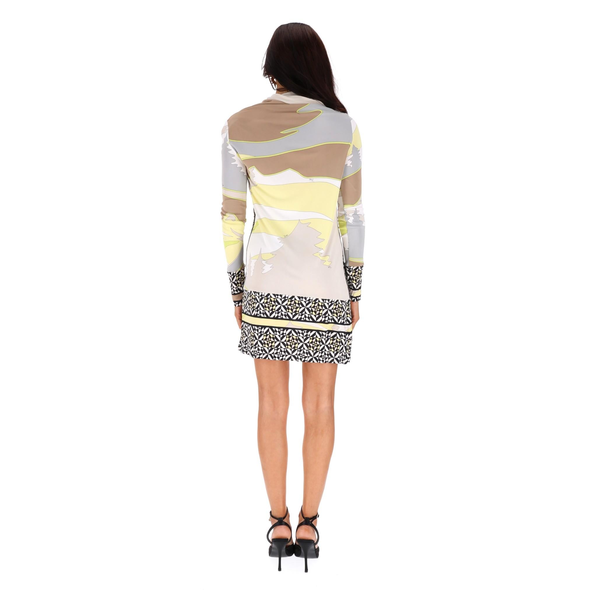 Emilio Pucci Printed Cowl Neck Dress In Excellent Condition For Sale In London, GB