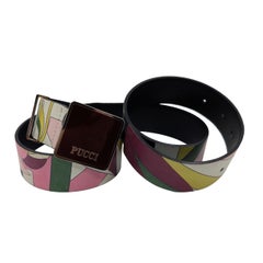 EMILIO PUCCI printed leather belt with bordeaux buckle - size 85
