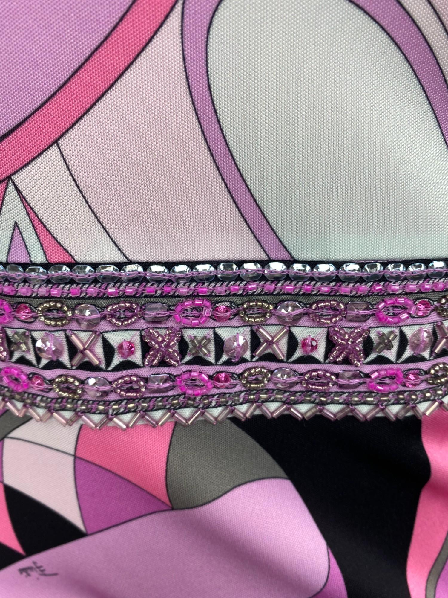 Robe midi imprimée Emilio Pucci avec perles Taille : 44 Pour femmes en vente