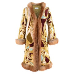 Emilio Pucci Printed Velour & Fox-Fur Trimmed Coat - Size US6