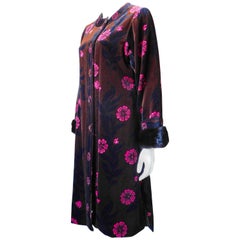 Emilio Pucci Printed Velvet Coat with Mink Cuffs, 1960s