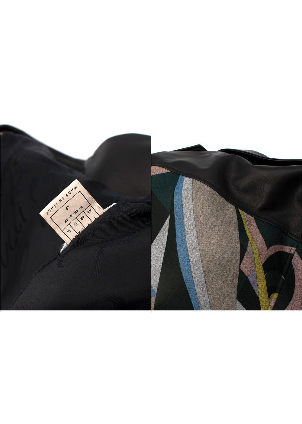 Emilio Pucci Bedruckte Bikerjacke mit Wollärmeln - US 10 5