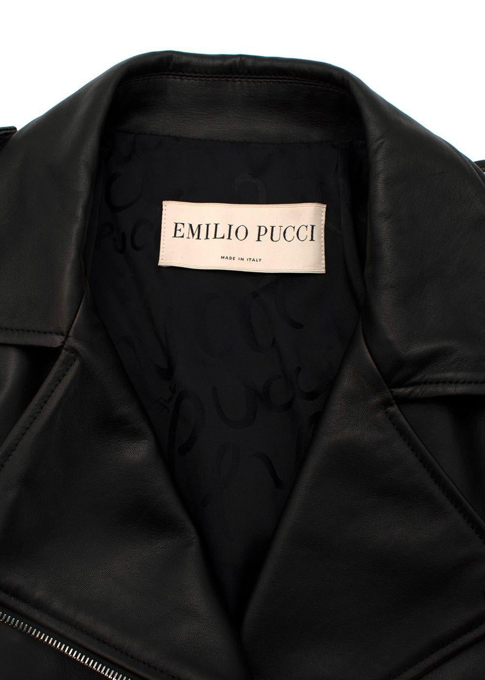 Emilio Pucci Bedruckte Bikerjacke mit Wollärmeln - US 10 im Zustand „Hervorragend“ in London, GB