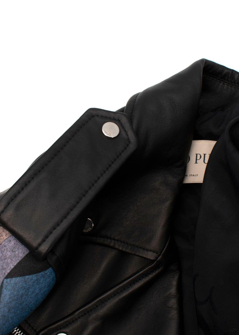 Emilio Pucci Bedruckte Bikerjacke mit Wollärmeln - US 10 1
