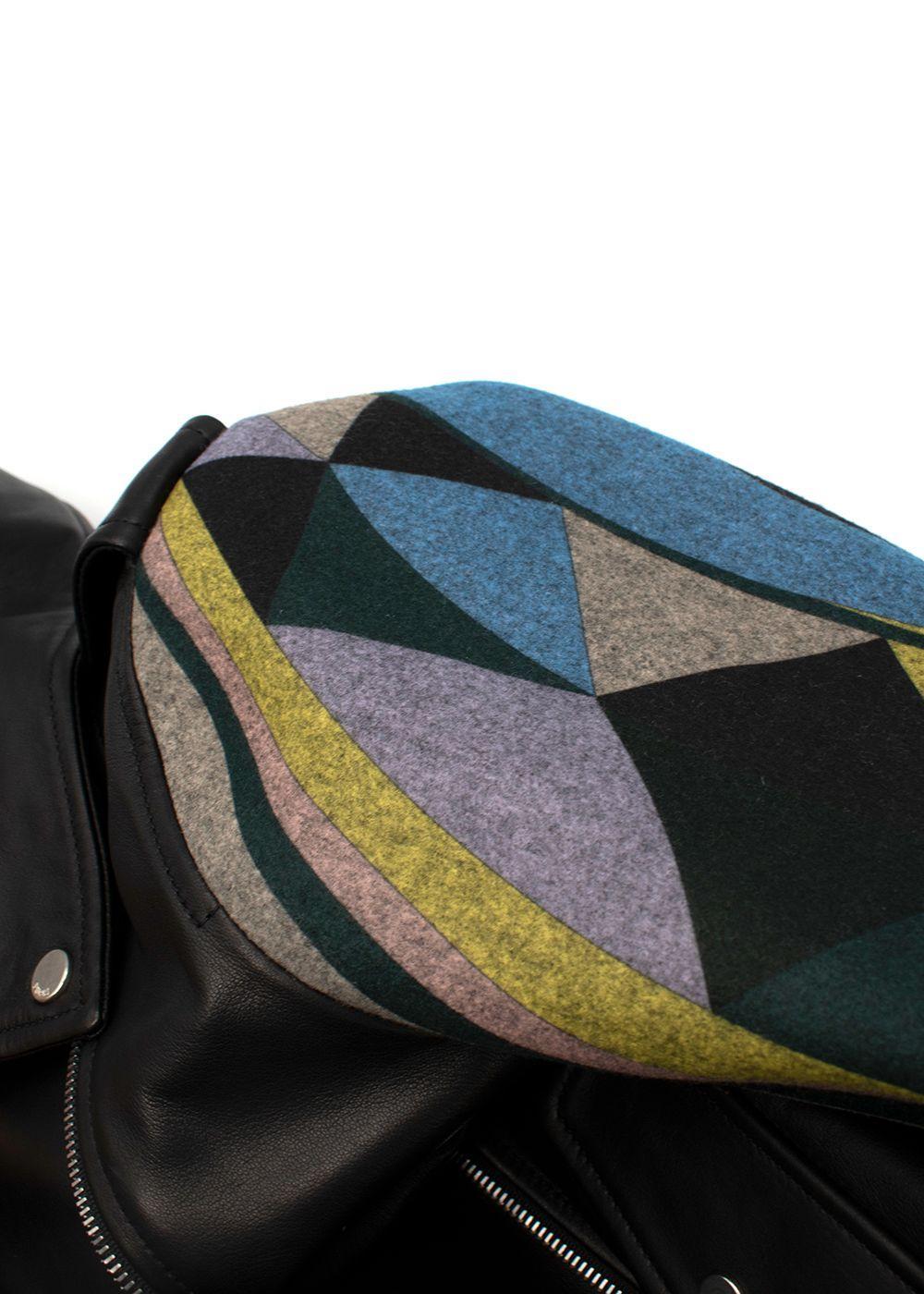 Emilio Pucci Bedruckte Bikerjacke mit Wollärmeln - US 10 2