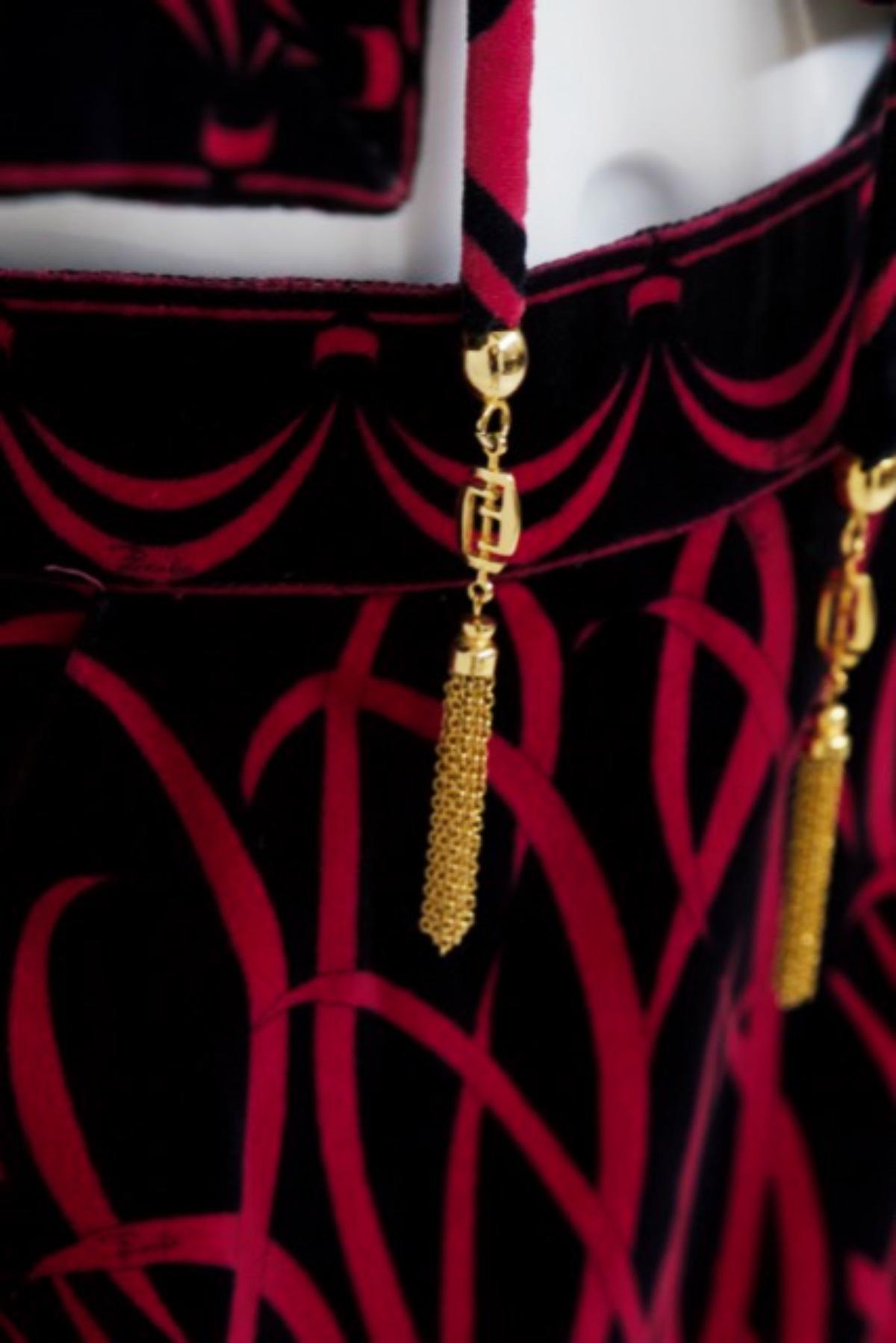 Emilio Pucci Psychedelic Velvet Two Pieces Suit For Sale 5