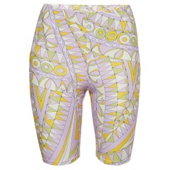 Emilio Pucci Pantalones cortos de motorista con estampado de banderines púrpura M
