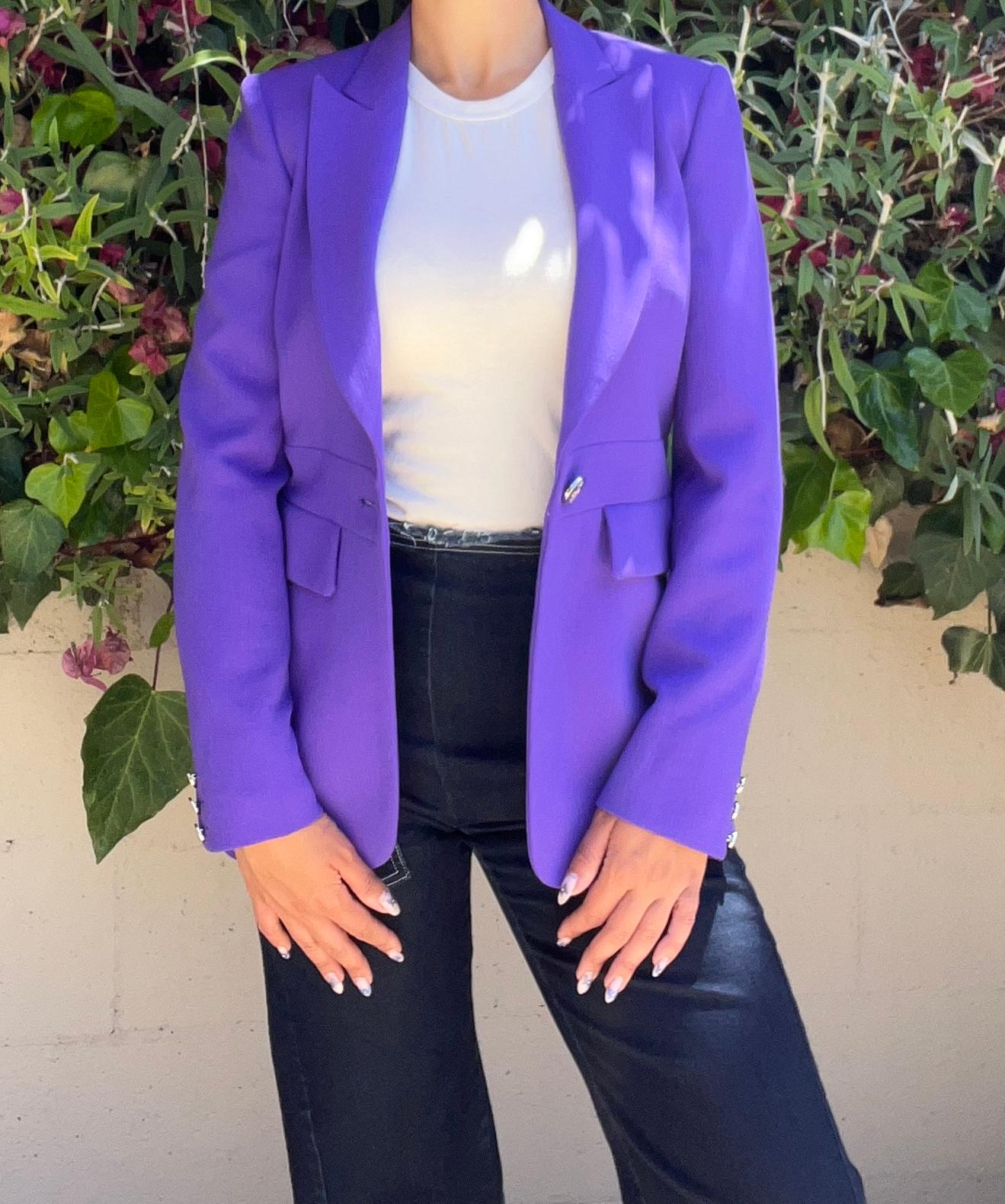 Emilio Pucci Purple Blazer Jacket, Size 8 For Sale 5