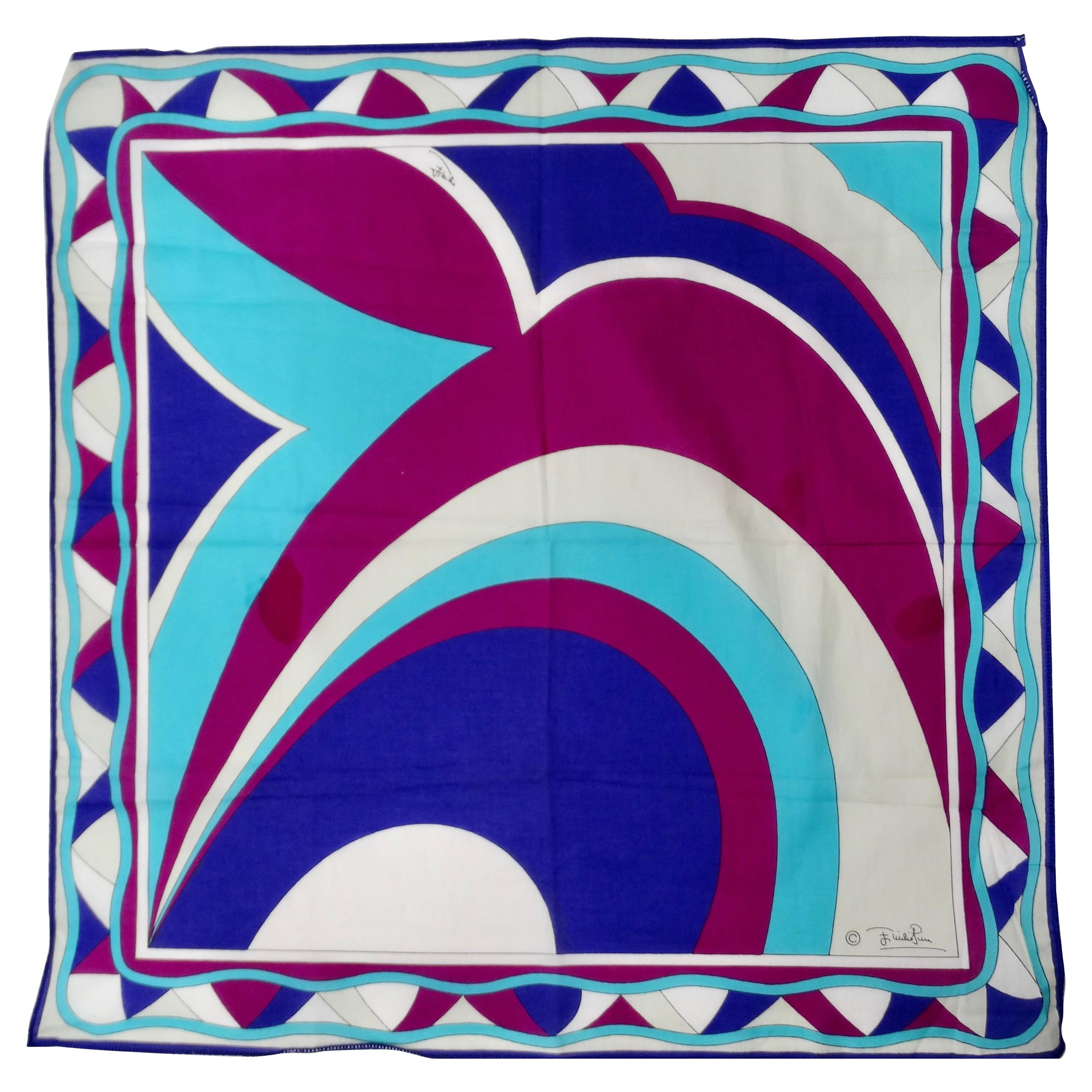 Emilio Pucci Purple & Blue Abstract Scarf