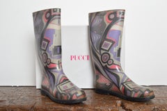 Emilio PUCCI purple cosmo Viola Rubber Rain Wellington Boots EU 40 - UK 6.5