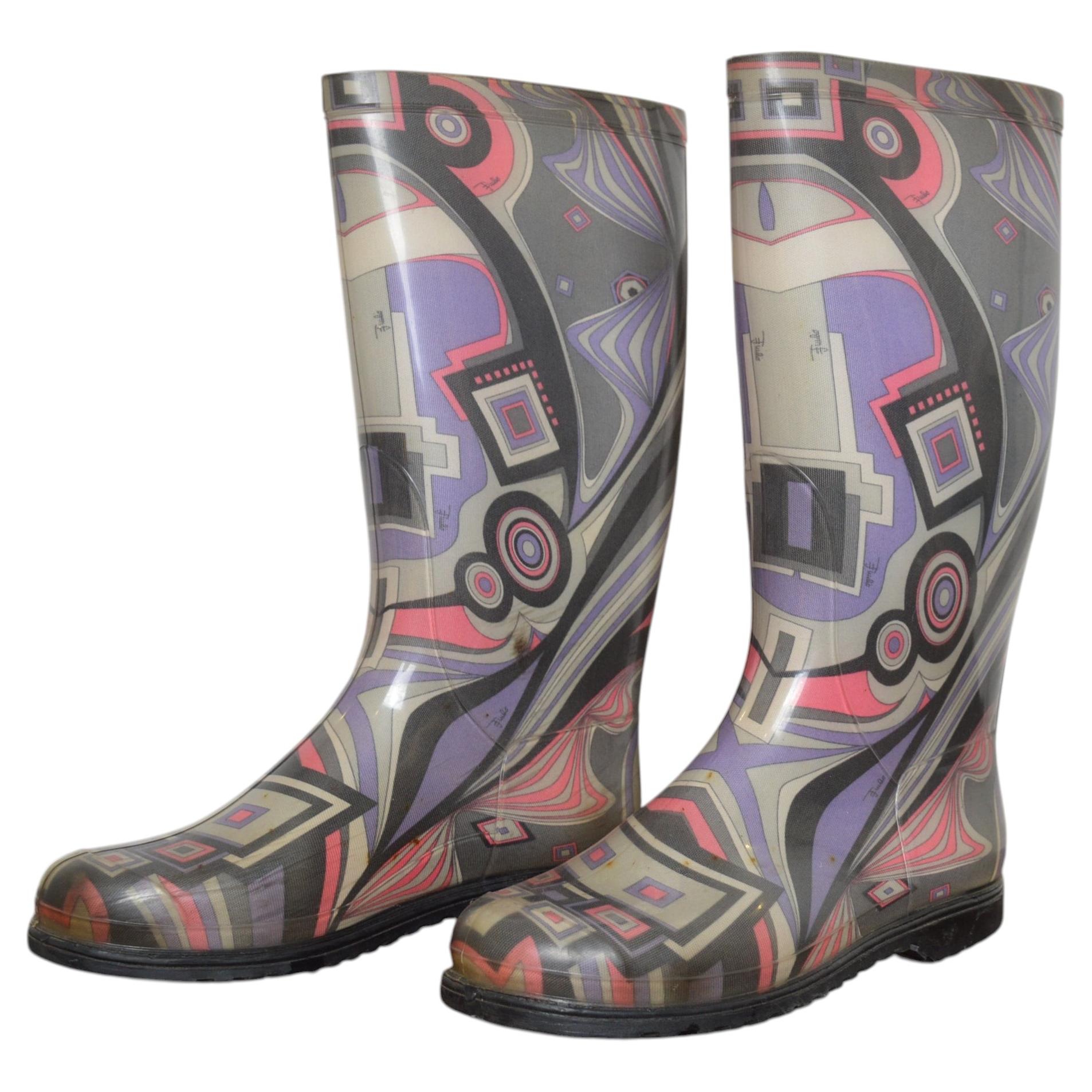 Emilio PUCCI purple cosmo Viola Rubber Rain Wellington Boots EU 40 - UK 6.5 For Sale