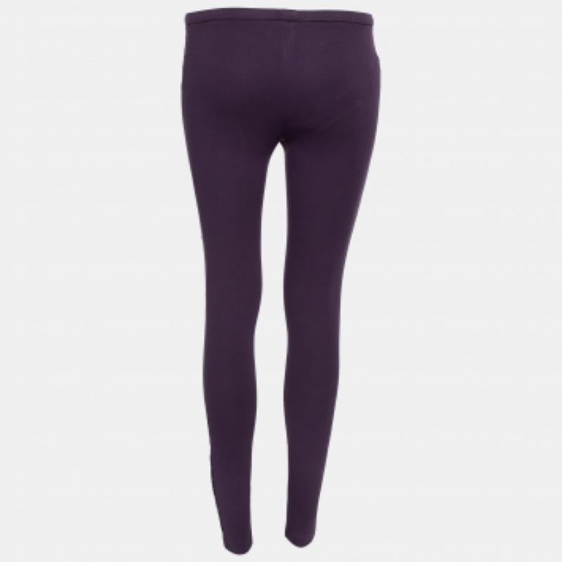 Emilio Pucci Lila Strick- und Spitzenbesatz-Leggings mit Intarsien S (Schwarz) im Angebot