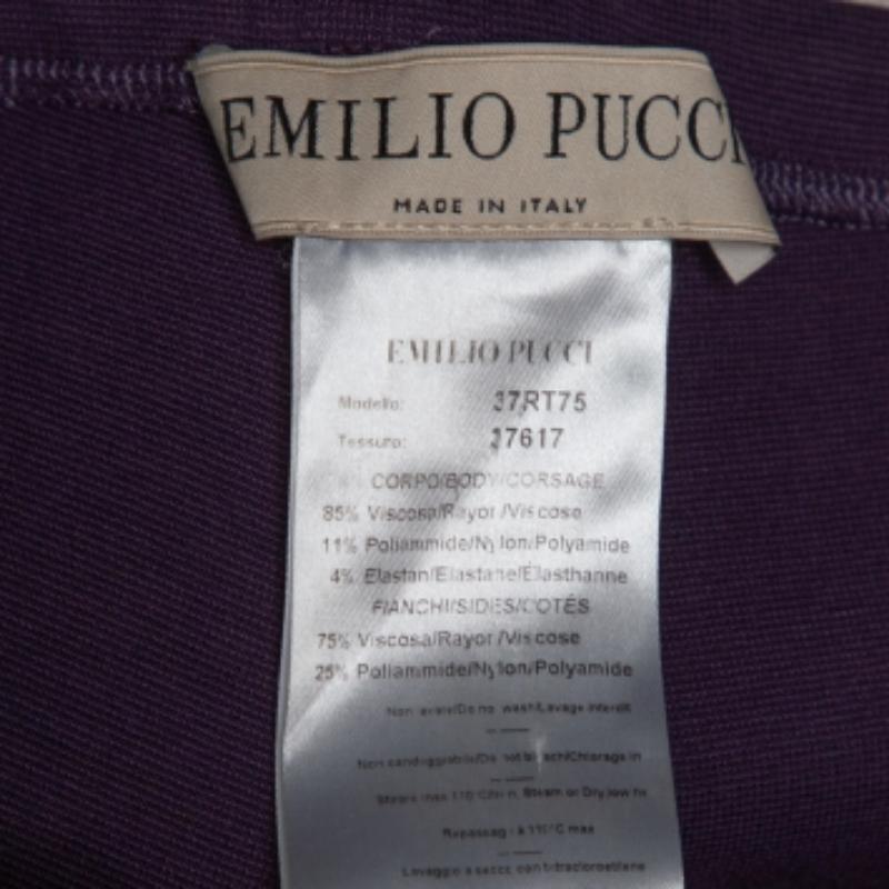 Emilio Pucci Lila Strick- und Spitzenbesatz-Leggings mit Intarsien S im Zustand „Gut“ im Angebot in Dubai, Al Qouz 2