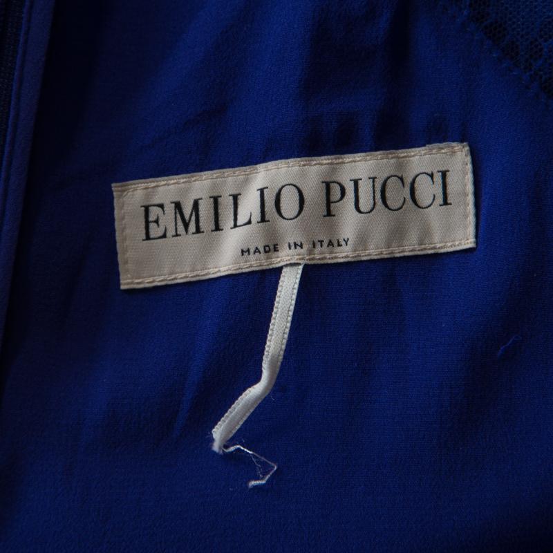 Women's Emilio Pucci Purple Lace Yoke Peplum Detail Pencil Dress L