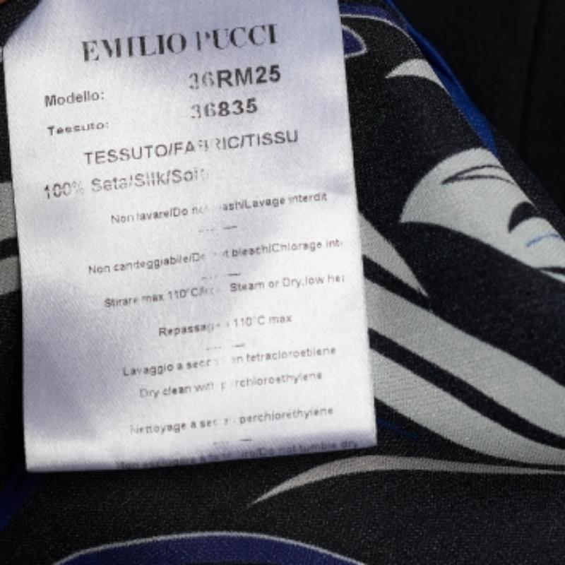 Viola Emilio Pucci Camicetta in seta stampata viola con dettaglio fiocco sul collo M in vendita