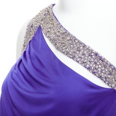EMILIO PUCCI purple silver beaded neck one shoulder tiered dress IT38 XS