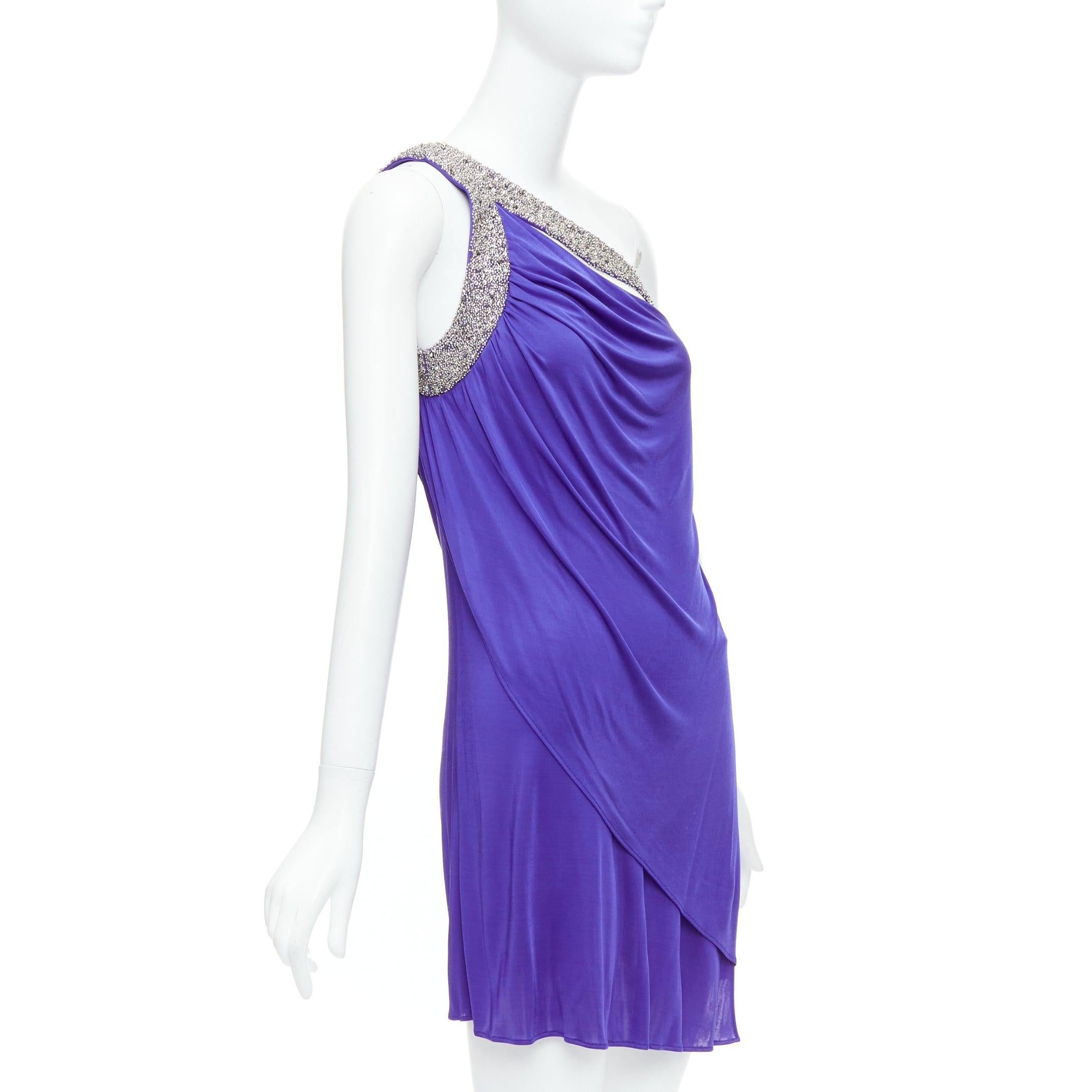 Violet Emilio PUCCI robe à bretelles à col perlé violet argenté IT38 XS en vente