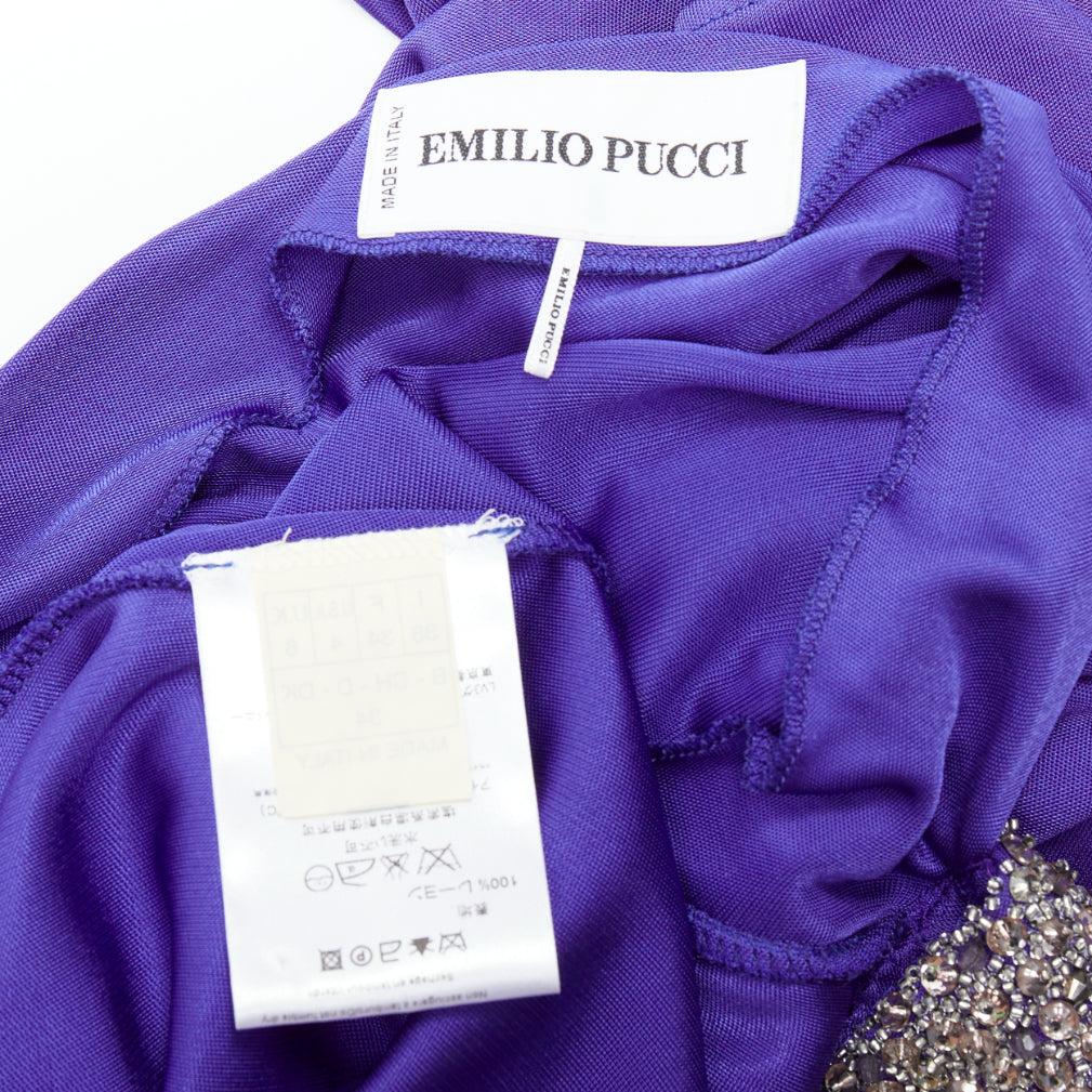 Emilio PUCCI robe à bretelles à col perlé violet argenté IT38 XS en vente 3