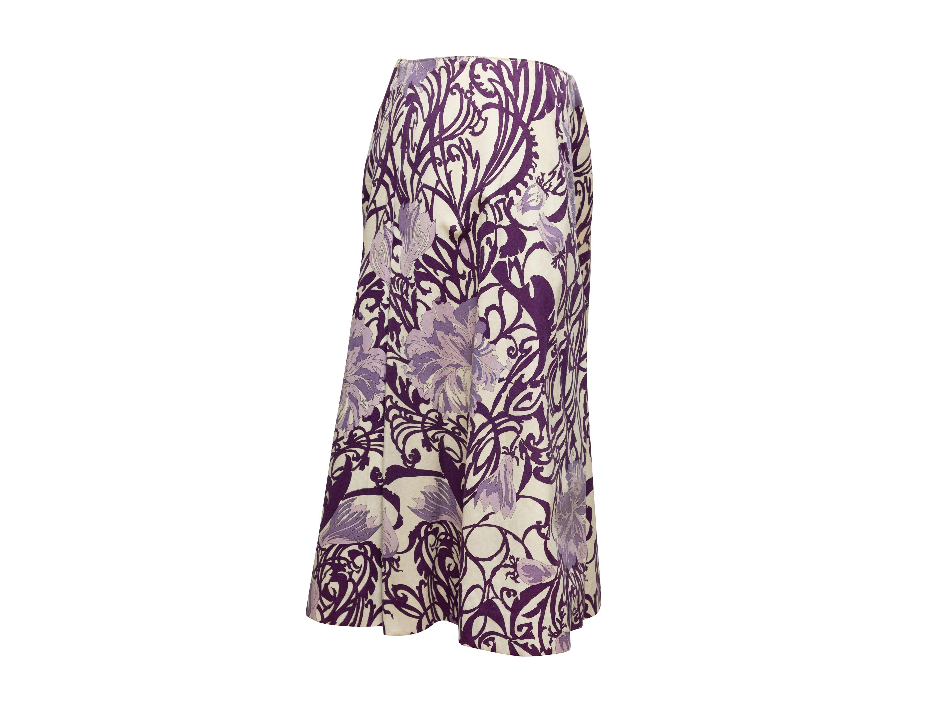Gray Emilio Pucci Purple & White 60s Floral Print Skirt For Sale
