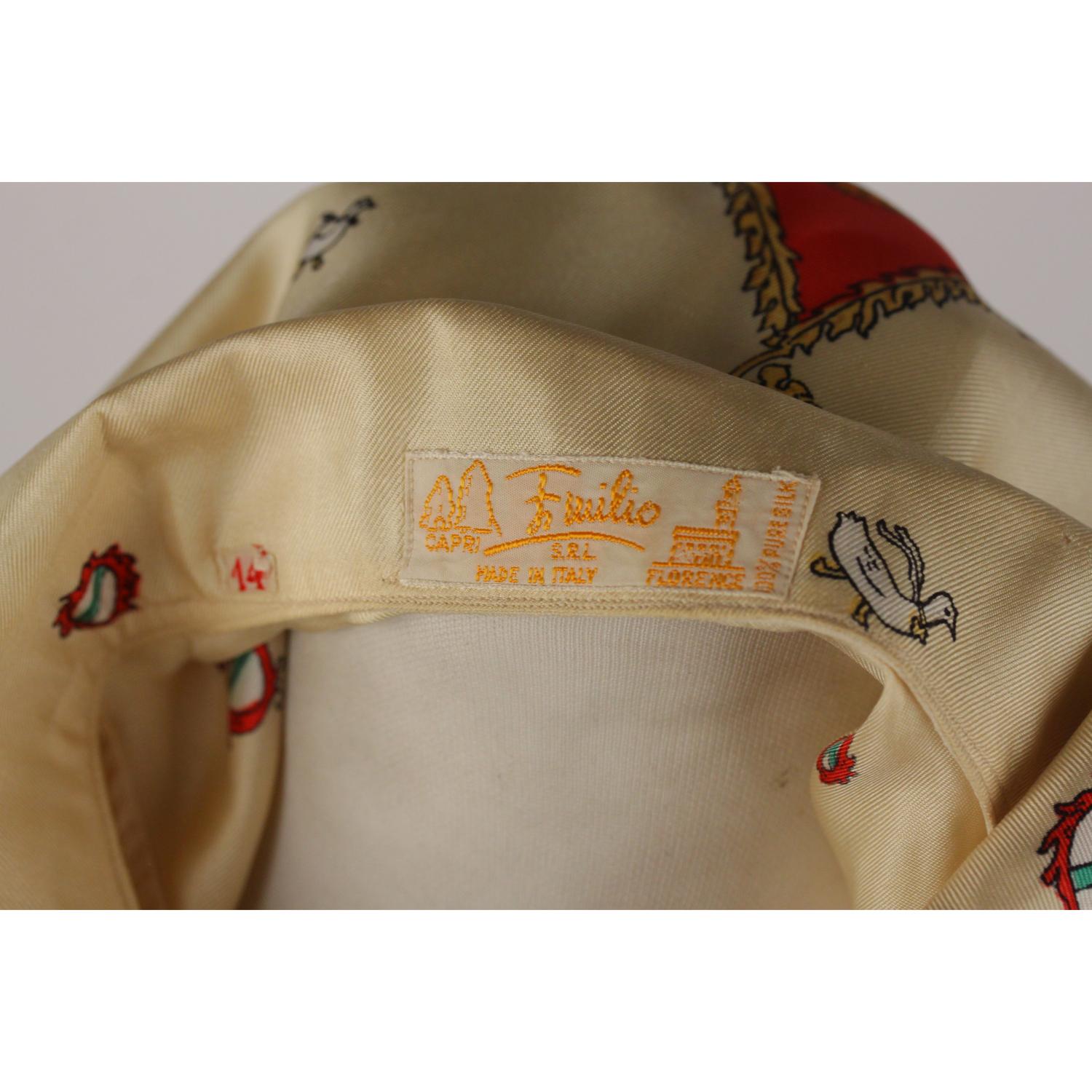 Brown Emilio Pucci Rare Vintage 1957 Palio di Siena Silk Oca Shirt Size 14