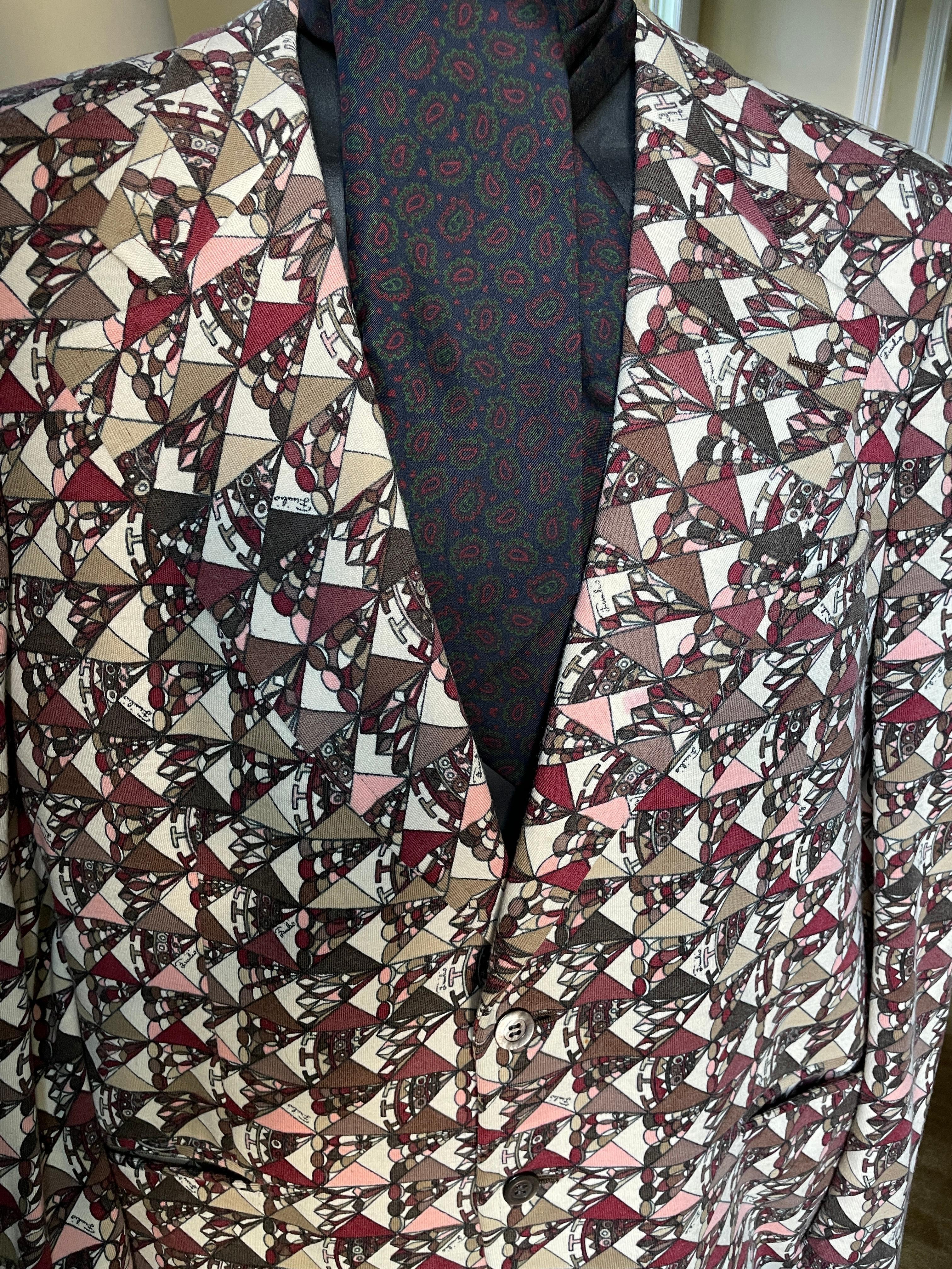 Emilio Pucci Rare Vintage 1970's Men's Jacket for Saks Fifth Avenue by Zegna For Sale 2