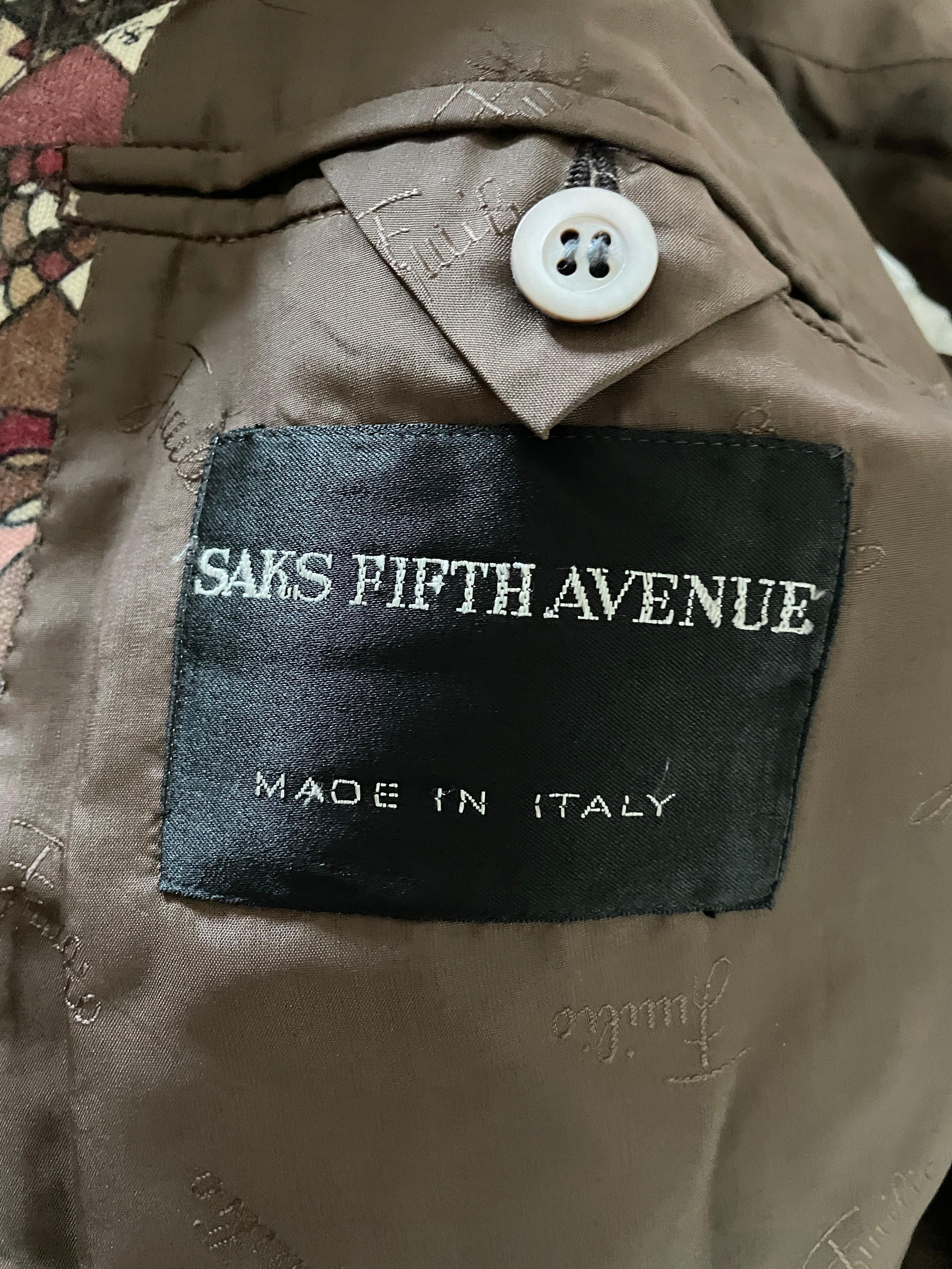 Emilio Pucci Rare Vintage 1970's Men's Jacket for Saks Fifth Avenue by Zegna For Sale 6