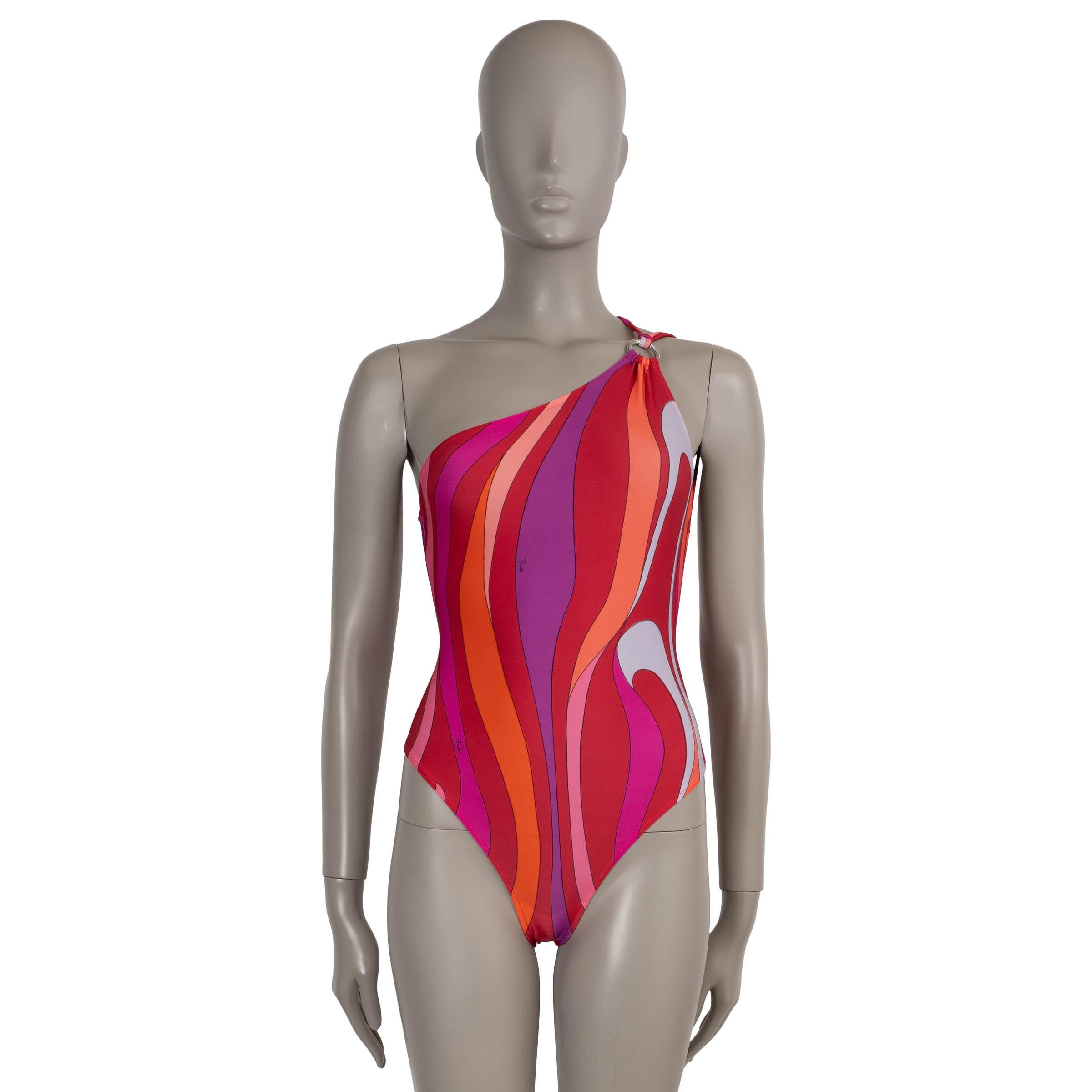 EMILIO PUCCI red & pink 2022 MARMO ONE SHOULDER One Piece Swimsuit XS For Sale