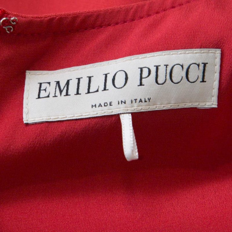 Emilio Pucci Red Tie-Up Detail Cady Flounce Dress S For Sale at 1stDibs
