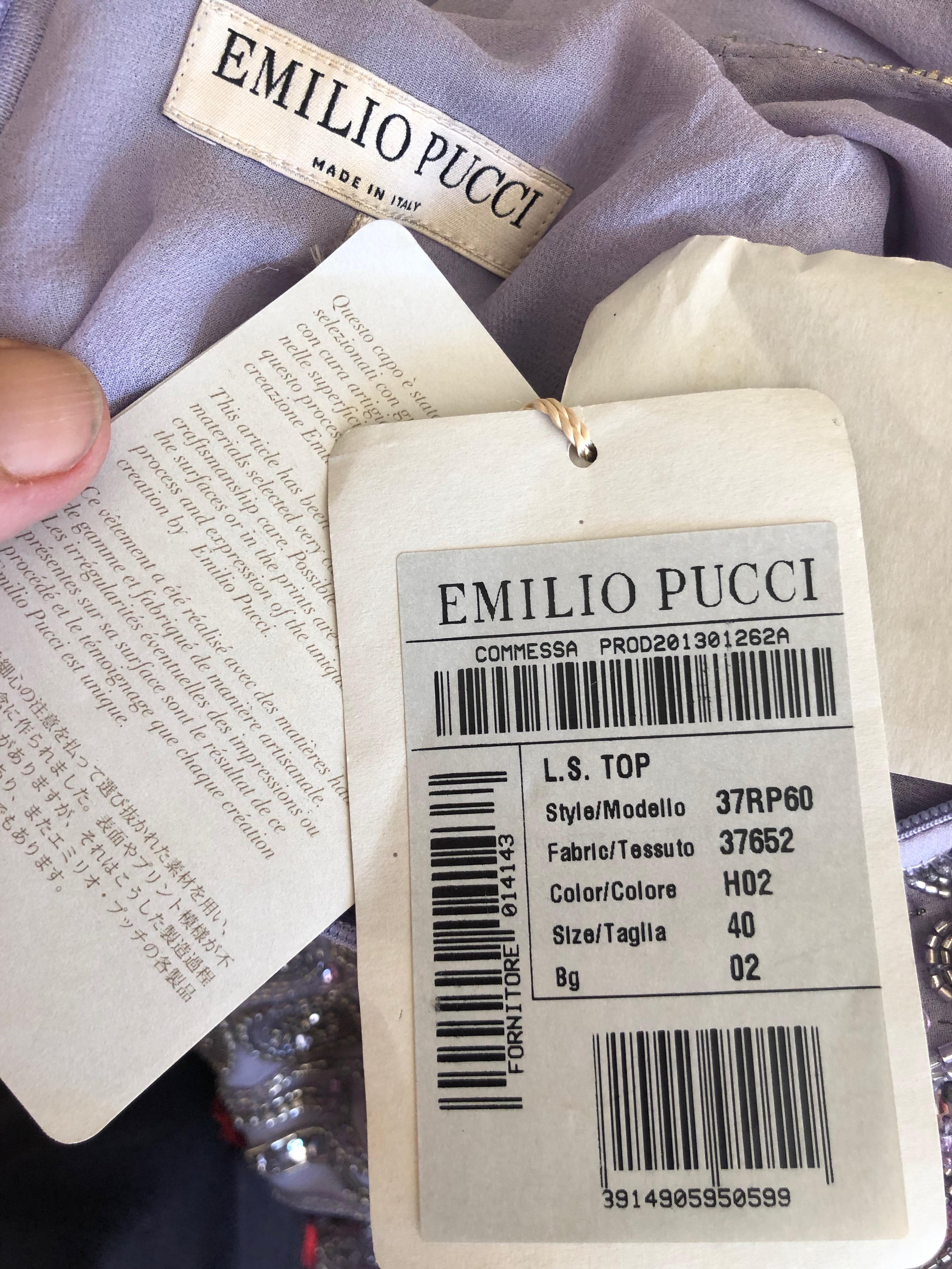 Emilio Pucci Remarkable Silk Bead and Crystal Embellished Top New with Tags For Sale 6