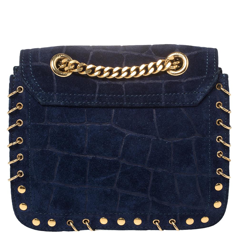 royal blue suede handbag