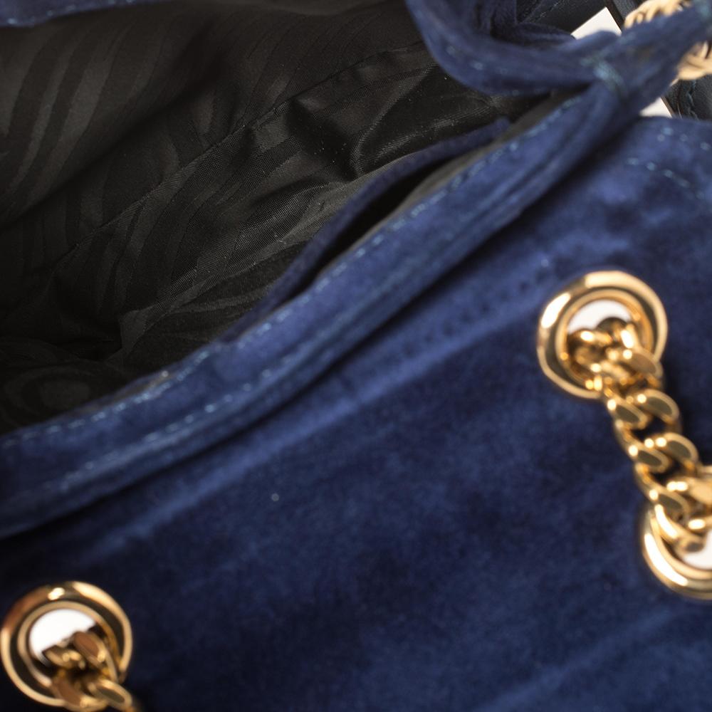 Black Emilio Pucci Royal Blue Suede Small Marquise Shoulder Bag