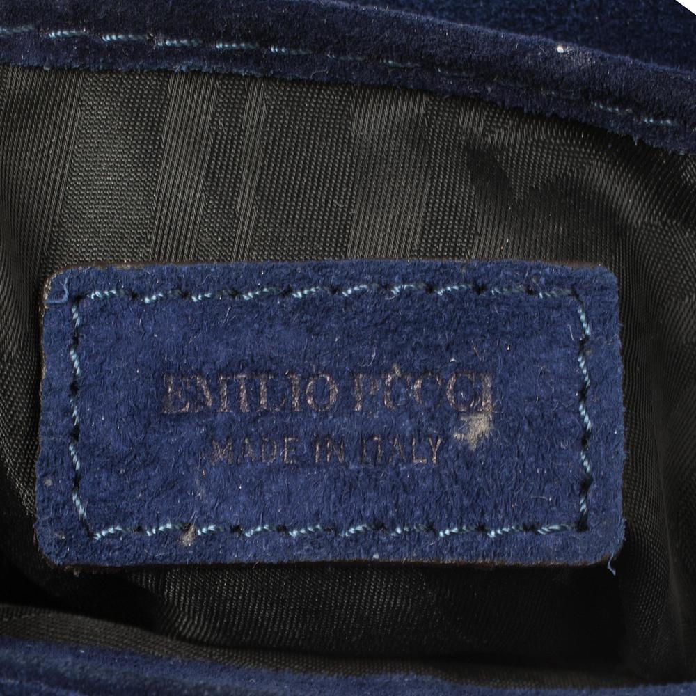 Emilio Pucci Royal Blue Suede Small Marquise Shoulder Bag In Good Condition In Dubai, Al Qouz 2